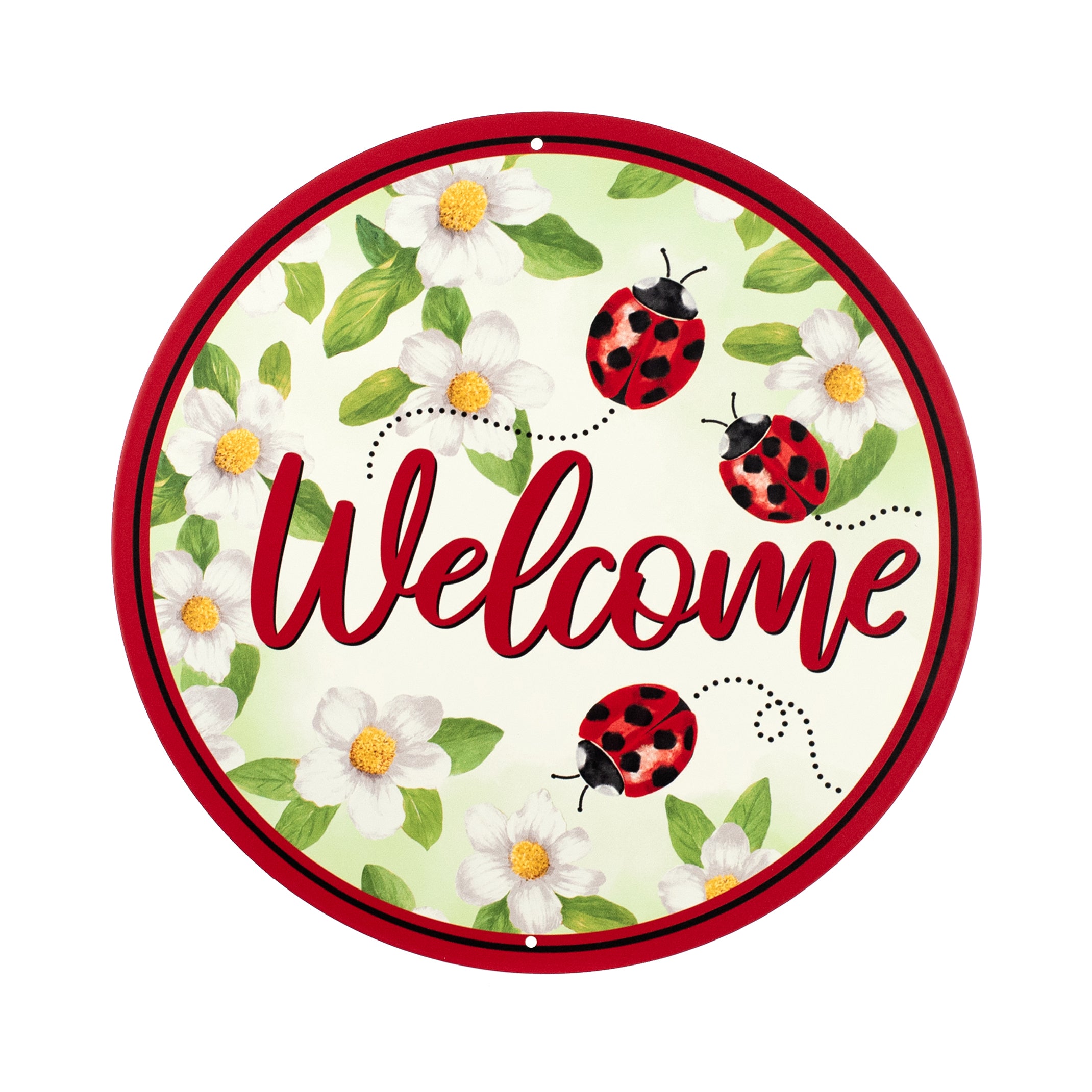 8" Metal Sign: Ladybugs Welcome Item Number: MD1321