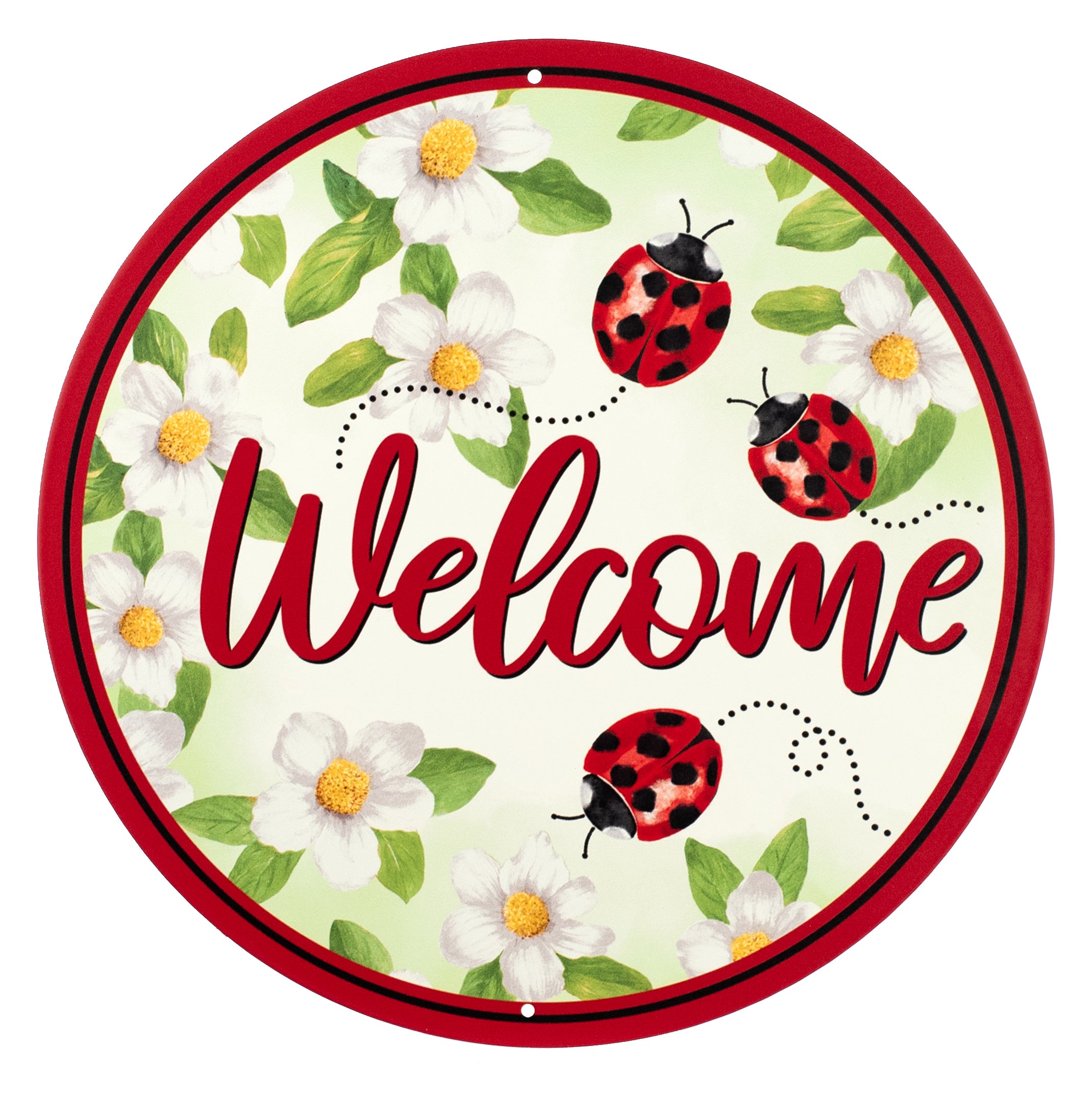 12" Metal Sign: Ladybugs Welcome Item Number: MD1322