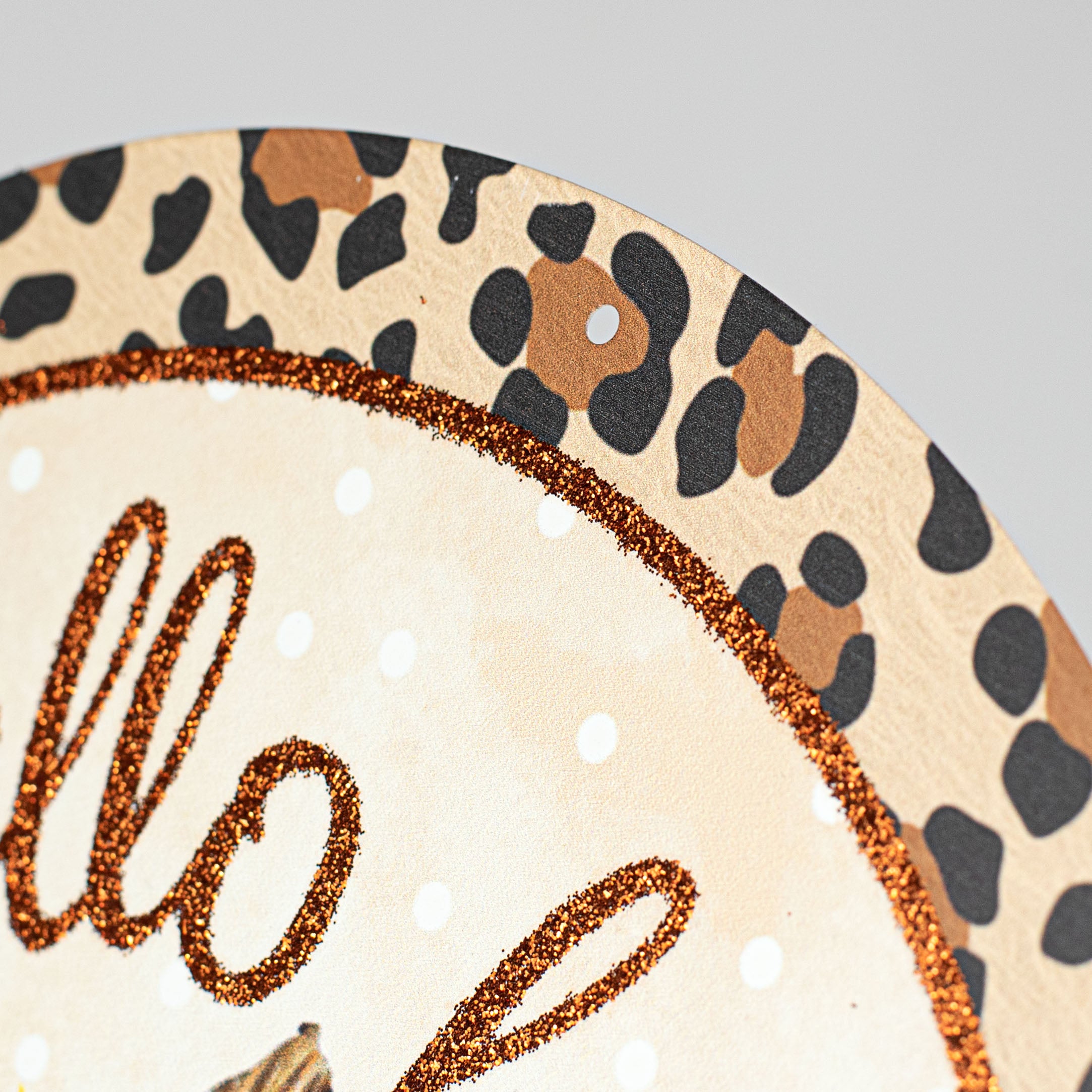12" Metal Sign: Leopard Pumpkin, Hello Fall detail photo 3