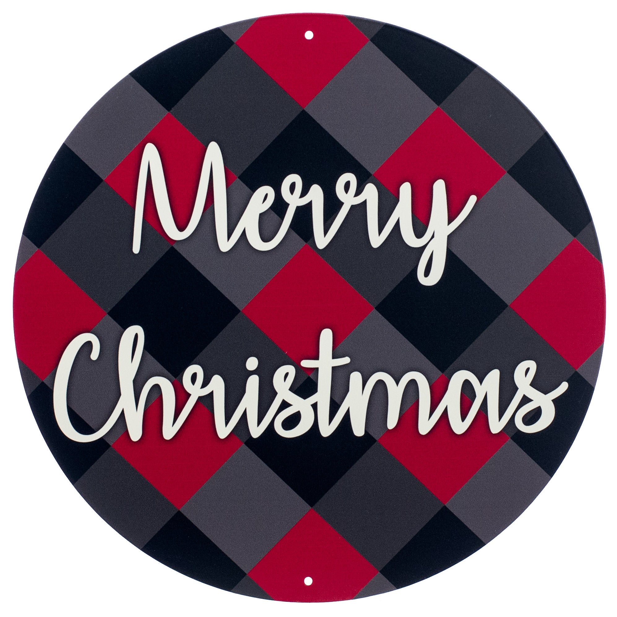 12" Metal Sign: Merry Christmas Bold Plaid Item Number: MD0444