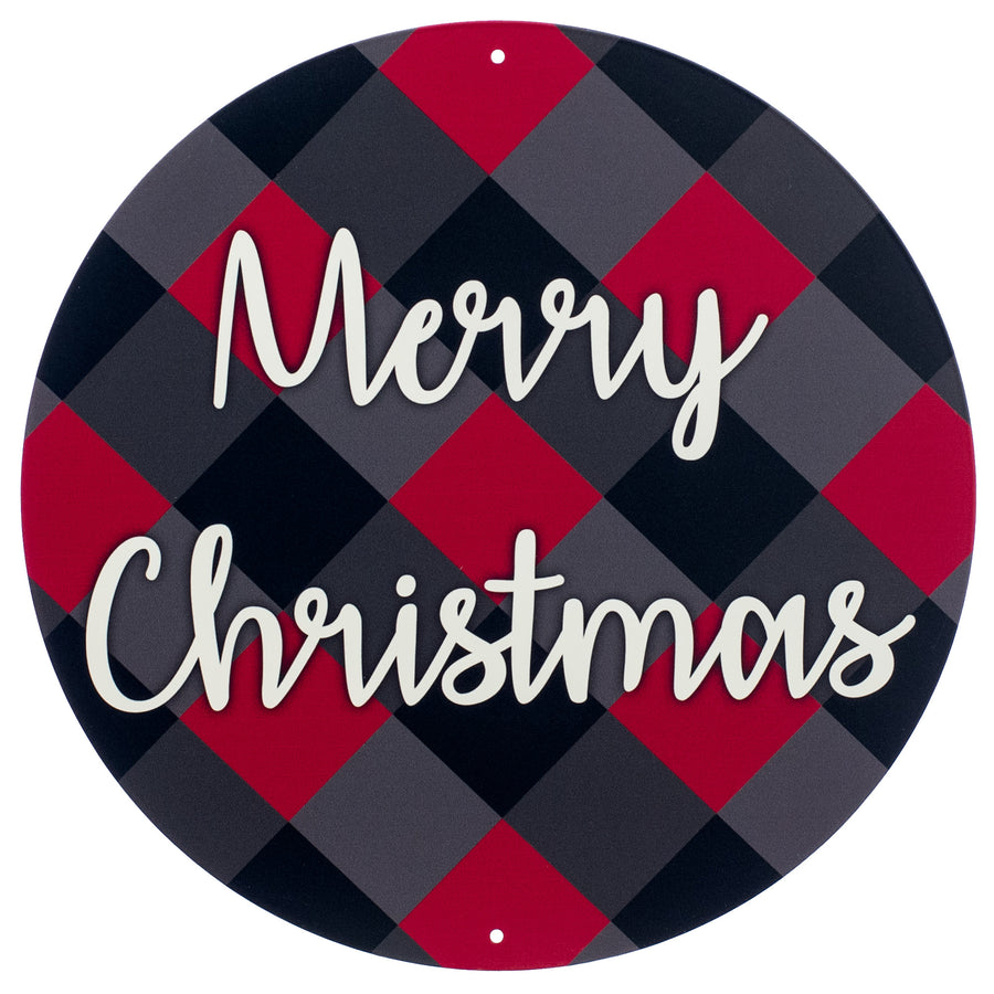 12" Metal Sign: Merry Christmas Bold Plaid Item Number: MD0444