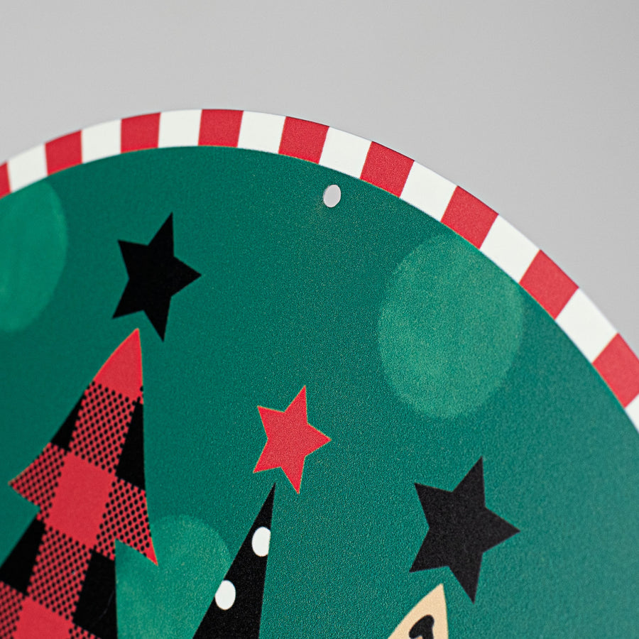 12" Metal Sign: Patterned Buffalo Plaid Trees Christmas detail photo 3