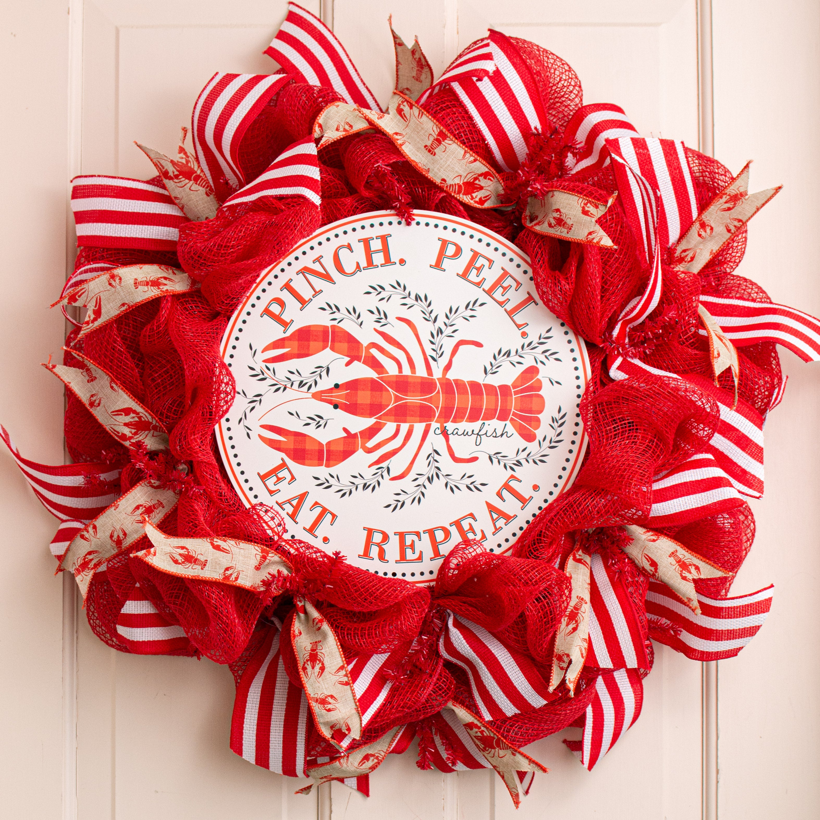 12" Metal Sign: Pinch. Peel. Eat. Repeat. Crawfish Lifestyle Photo