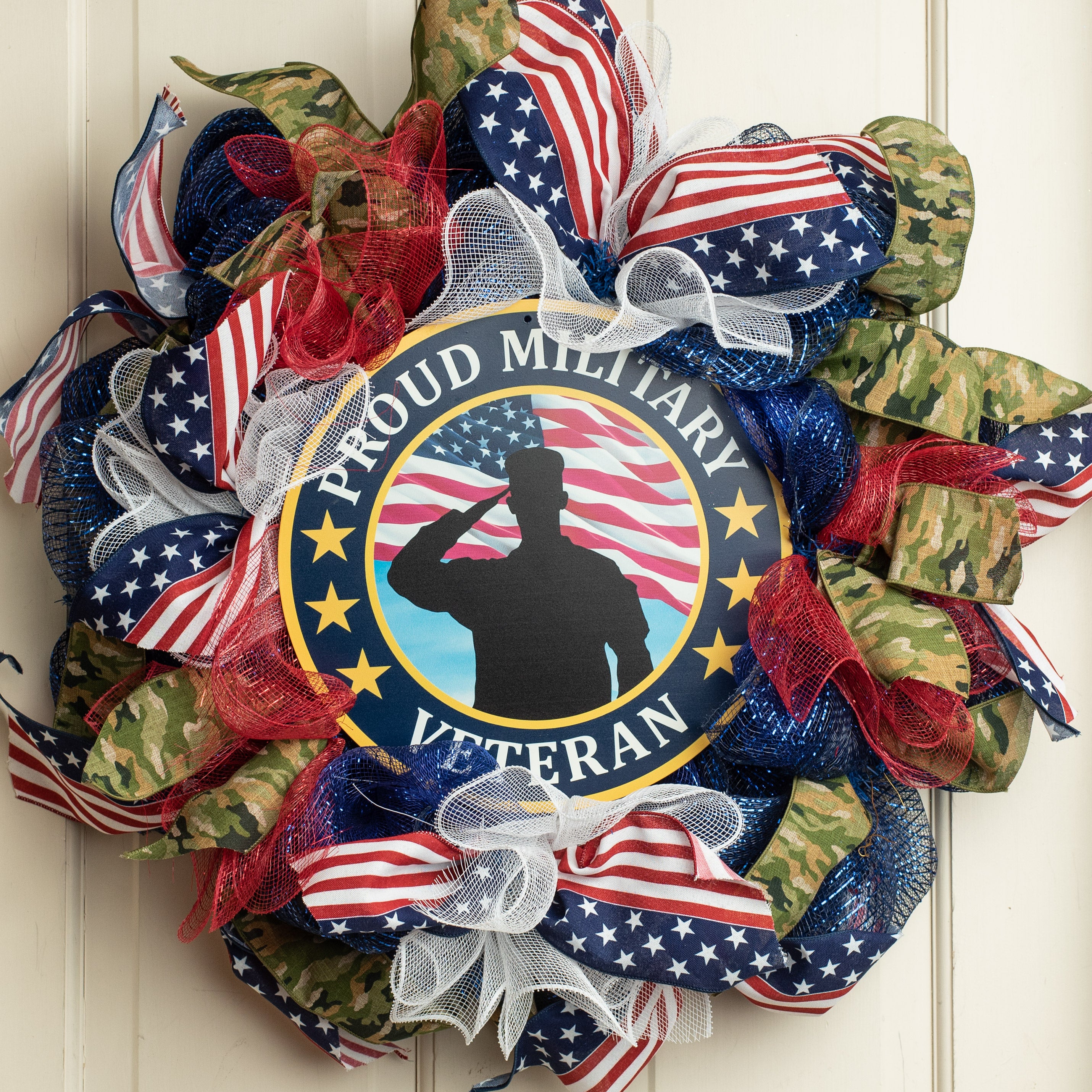 12" Metal Sign: Proud Military Veteran Lifestyle Photo