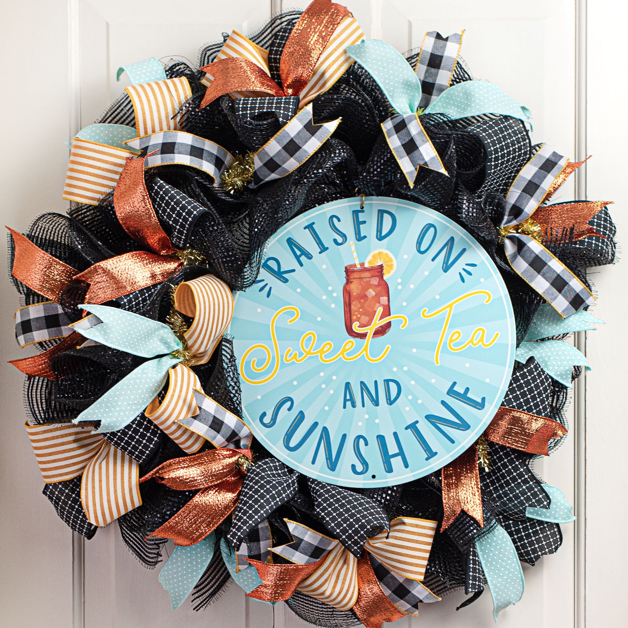 12" Metal Sign: Raised on Sweet Tea & Sunshine Lifestyle Photo