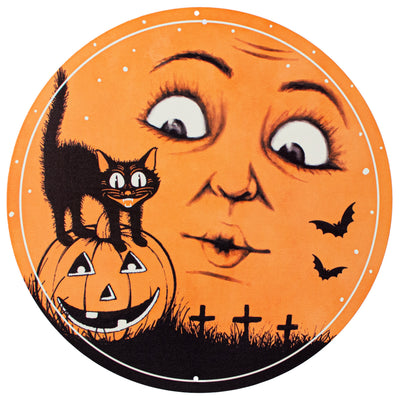 12" Metal Sign: Vintage Orange Moon Face Item Number: MD1179