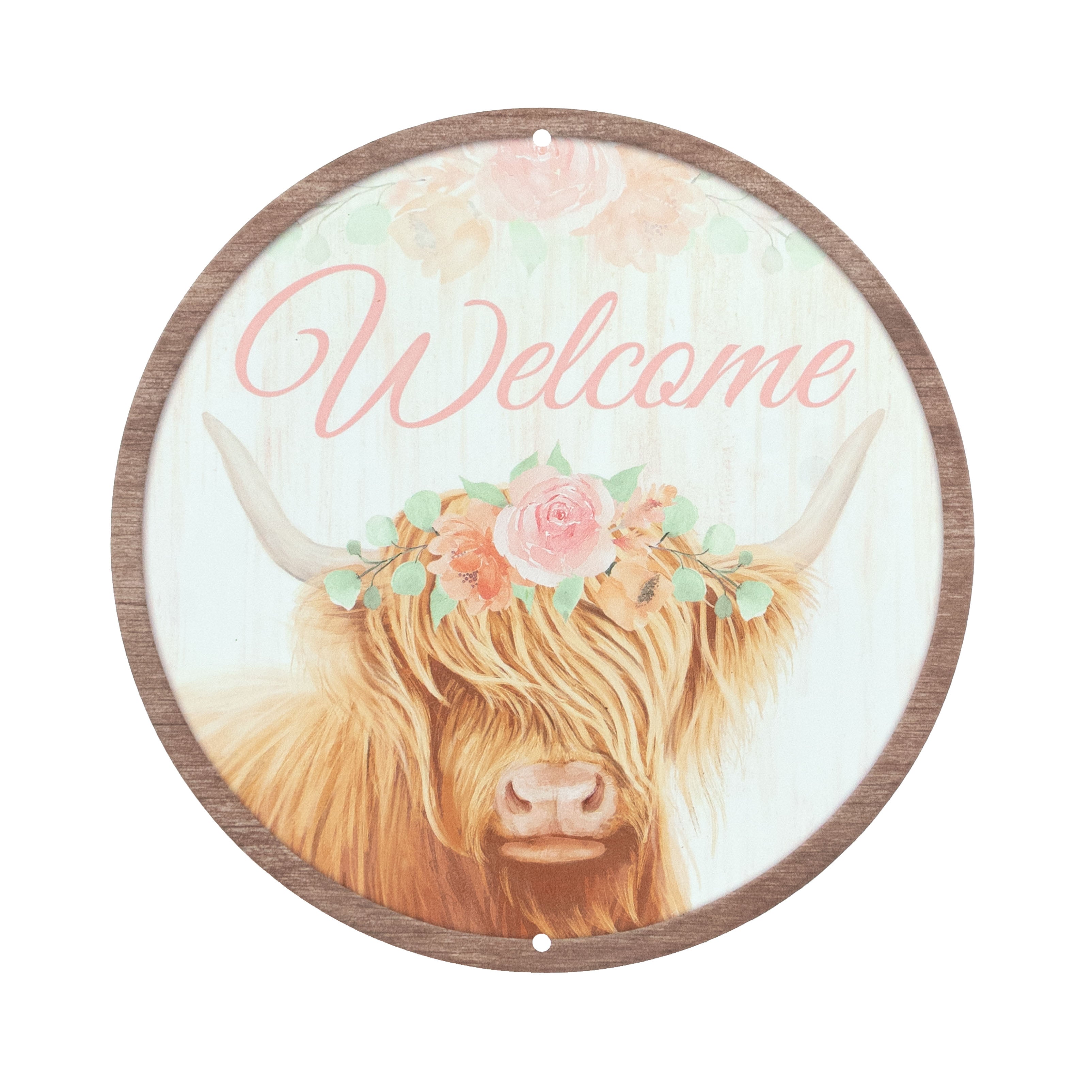 8" Metal Sign: Welcome Highland Cow Item Number: MD138466