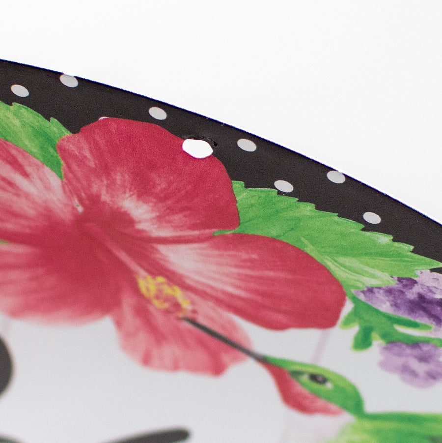 8" Metal Sign: Welcome, Hummingbird, Hibiscus detail photo 3
