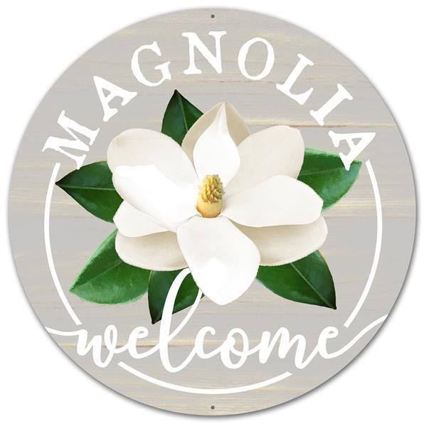 12" Metal Sign: Welcome Magnolia Item Number: MD0494