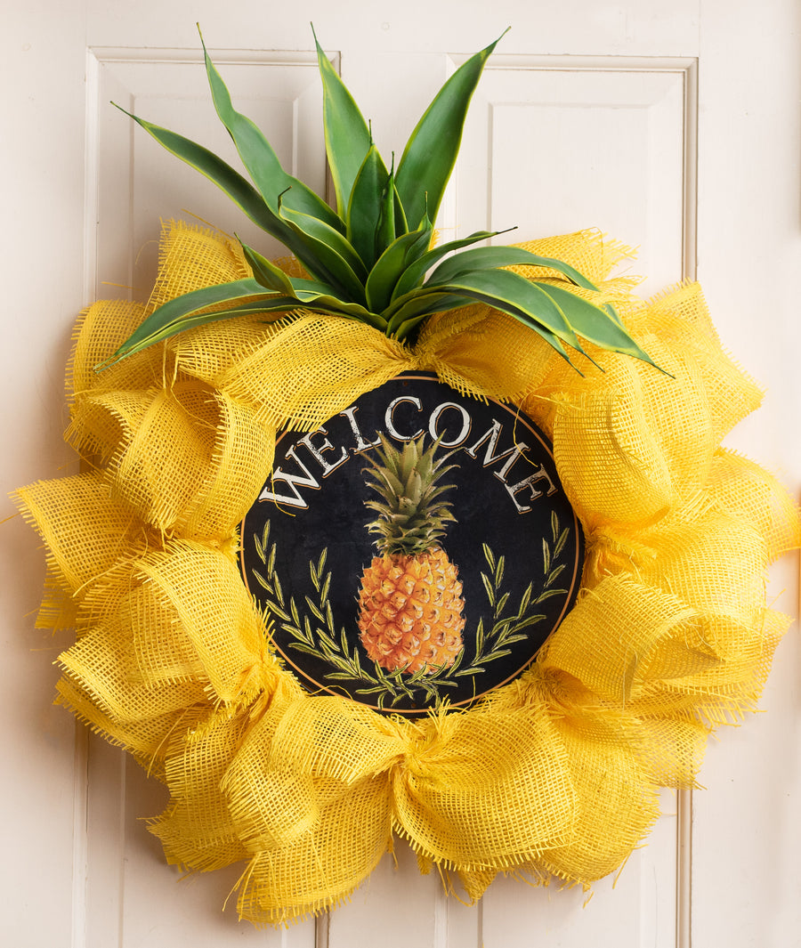 12" Metal Sign: Welcome Pineapple Lifestyle Photo