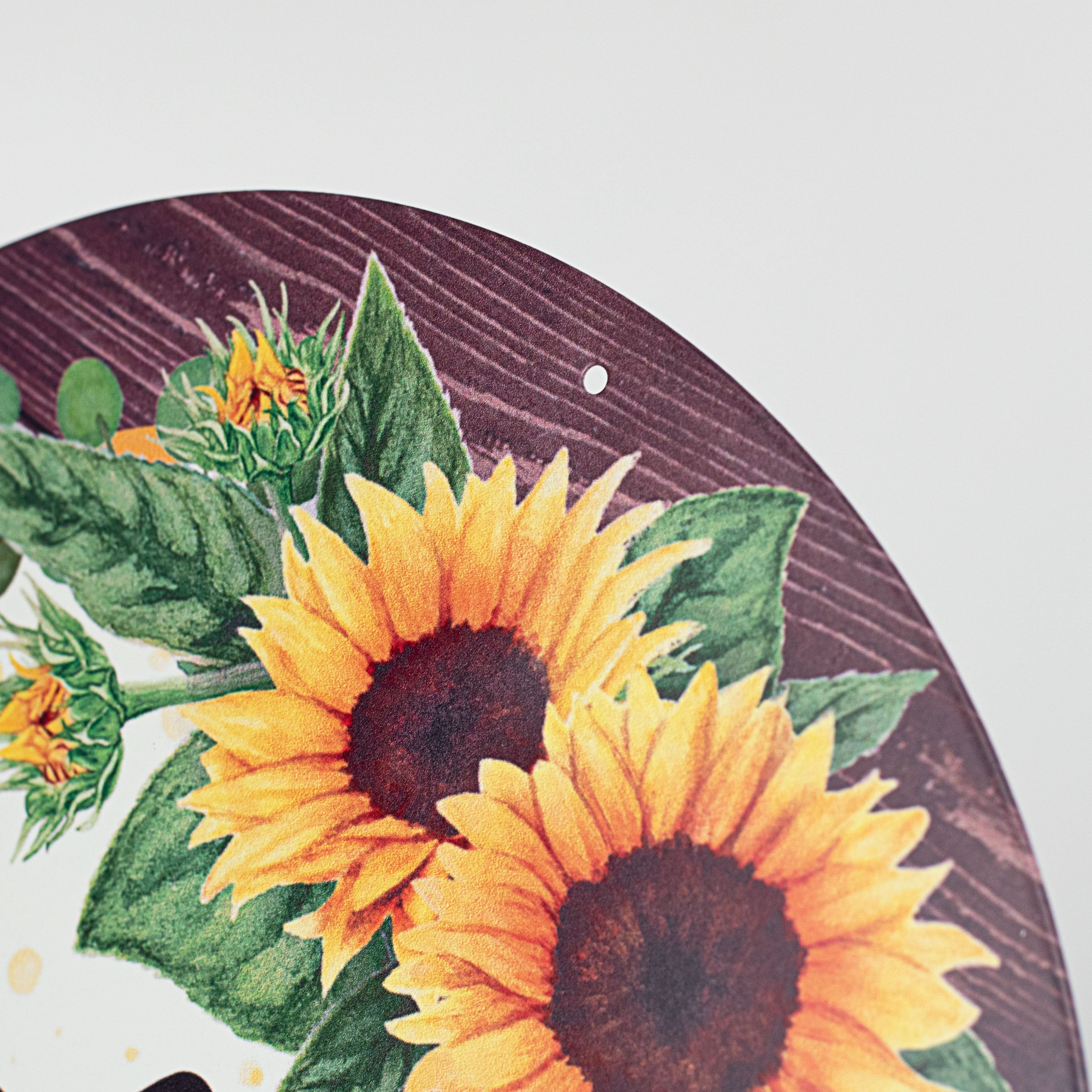 12" Metal Sign: Welcome Sunflower on Wood detail photo 3