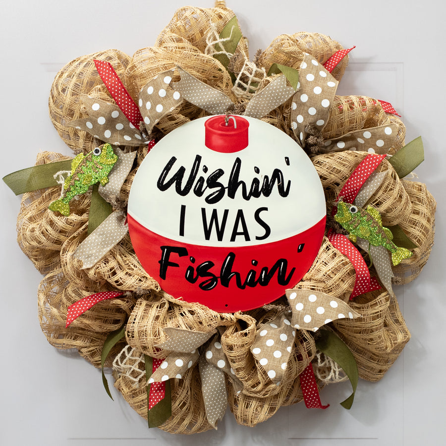 12" Metal Sign: Wishing I Was Fishing Bobber Lifestyle Photo