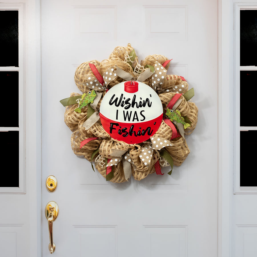 12" Metal Sign: Wishing I Was Fishing Bobber detail photo 4