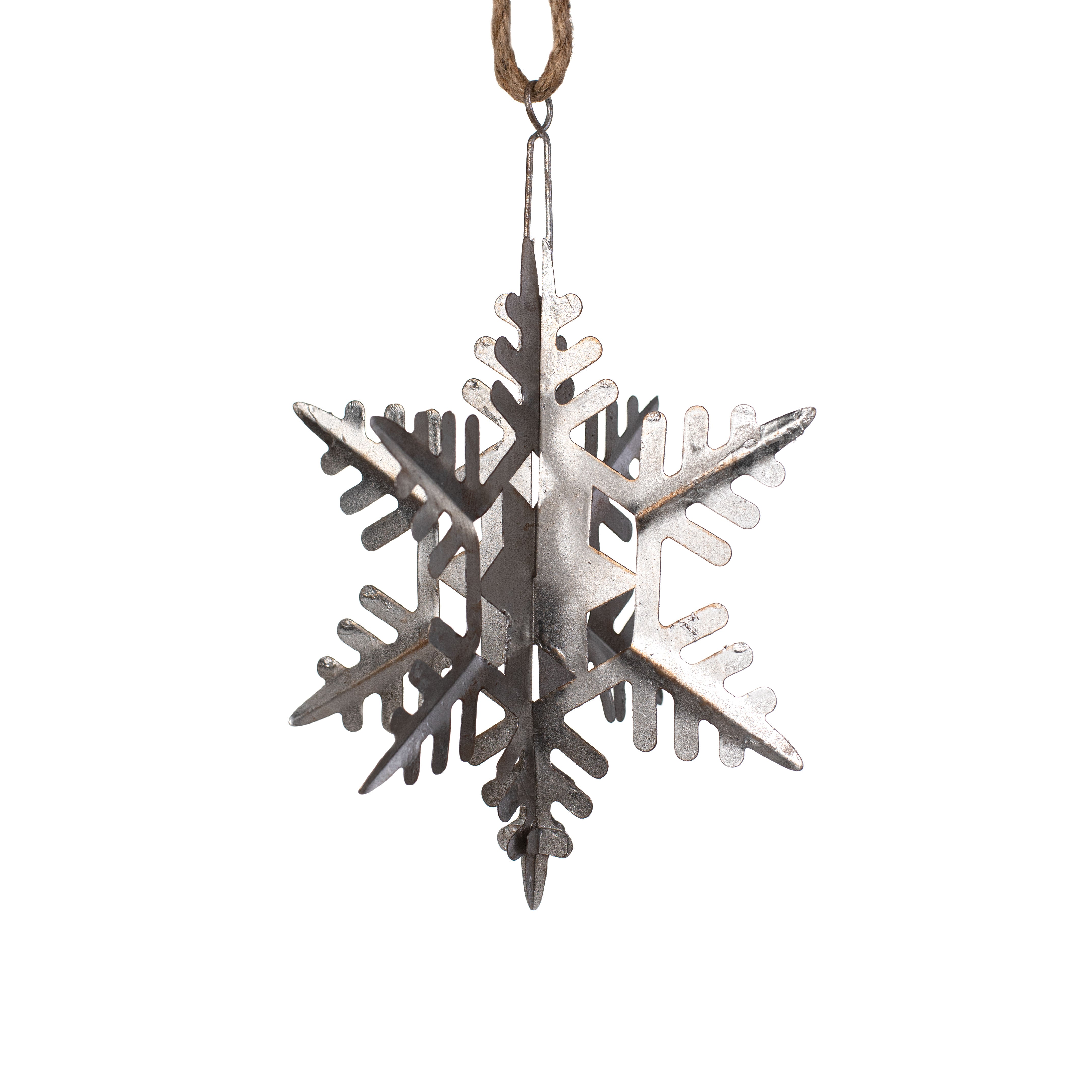 8" Metal 3D Snowflake Ornament: Antique Silver Leaf Item Number: XY898947