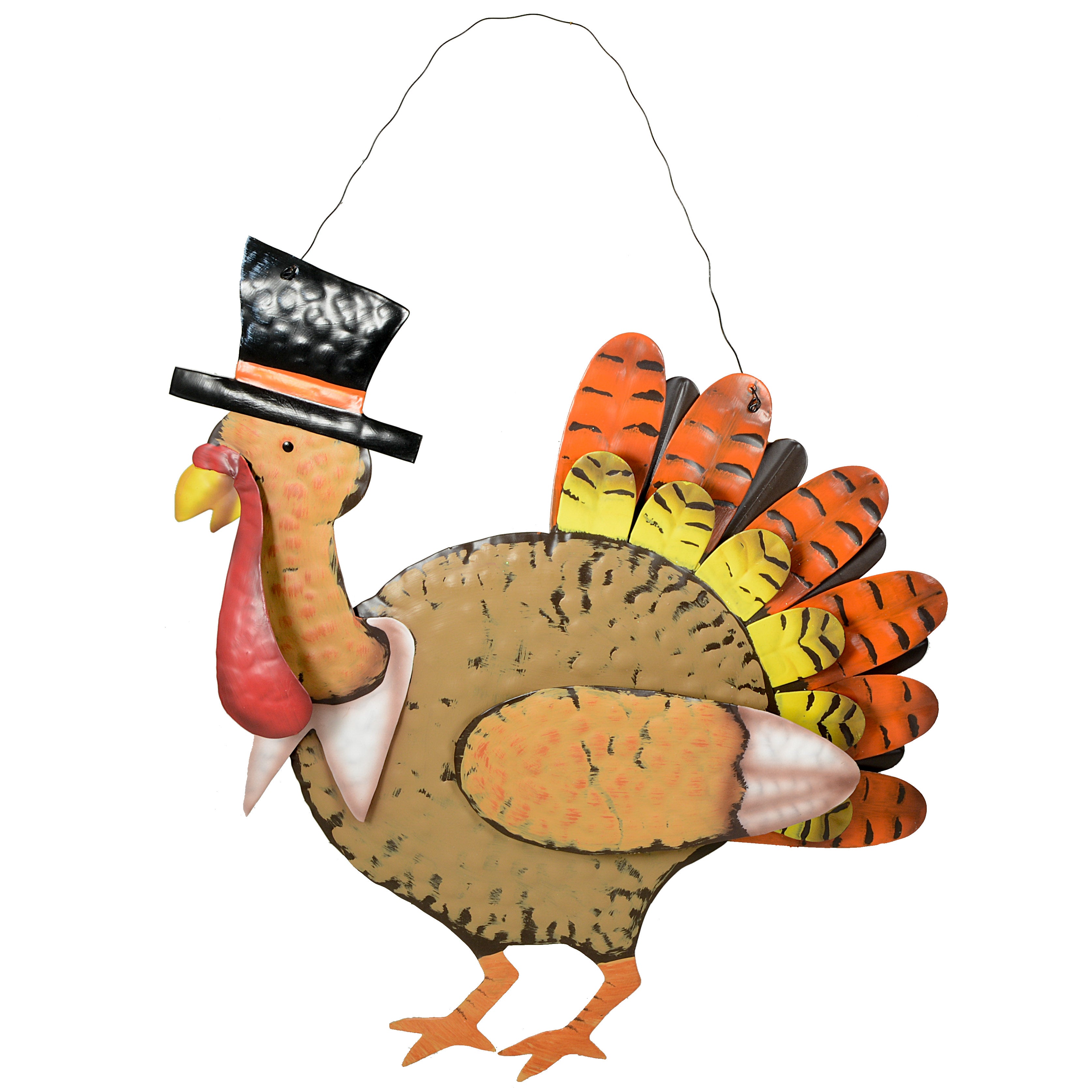 16" Metal Turkey Hanging Decoration Item Number: OSW166424