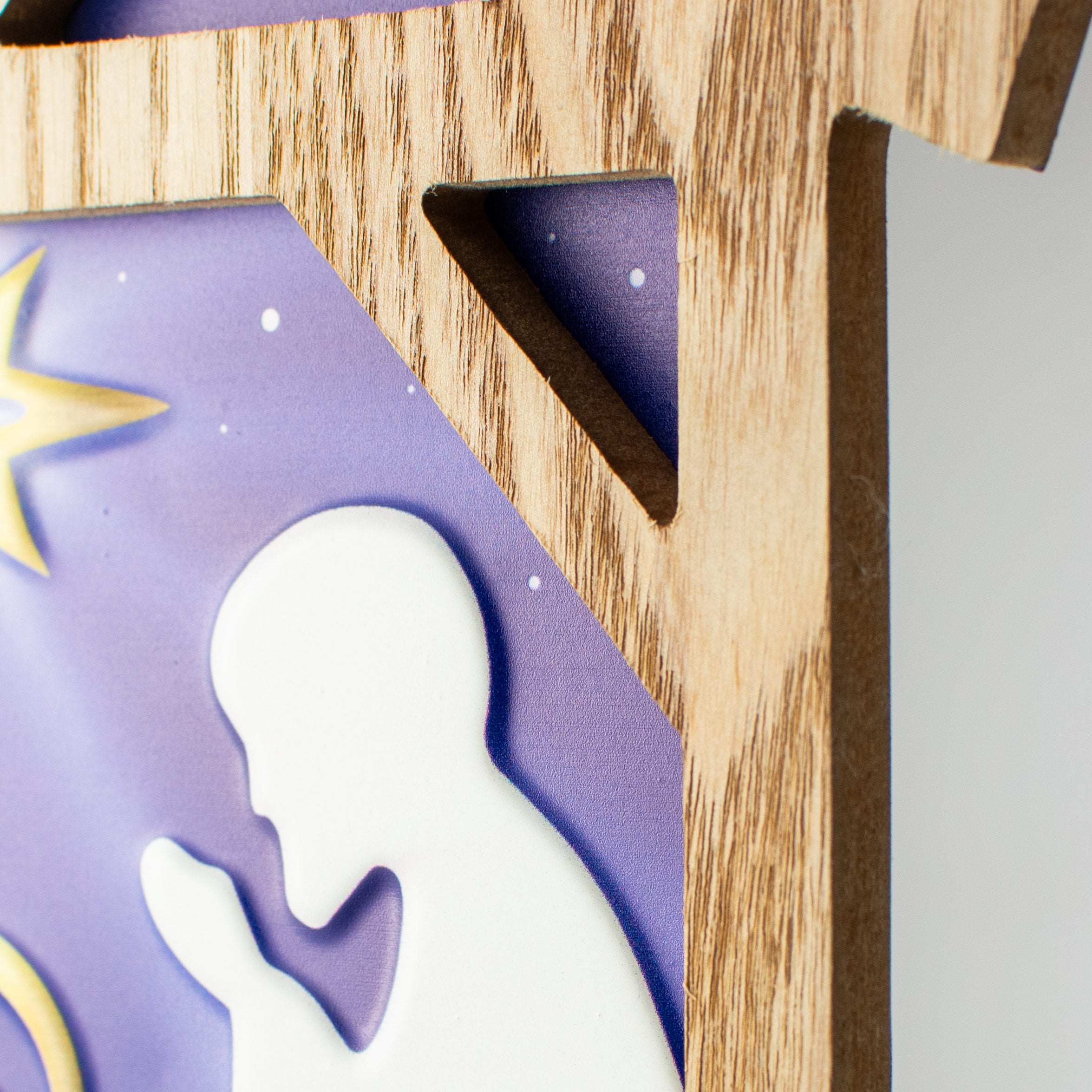 10" Metal & Wood Nativity Sign: Navy detail photo 5