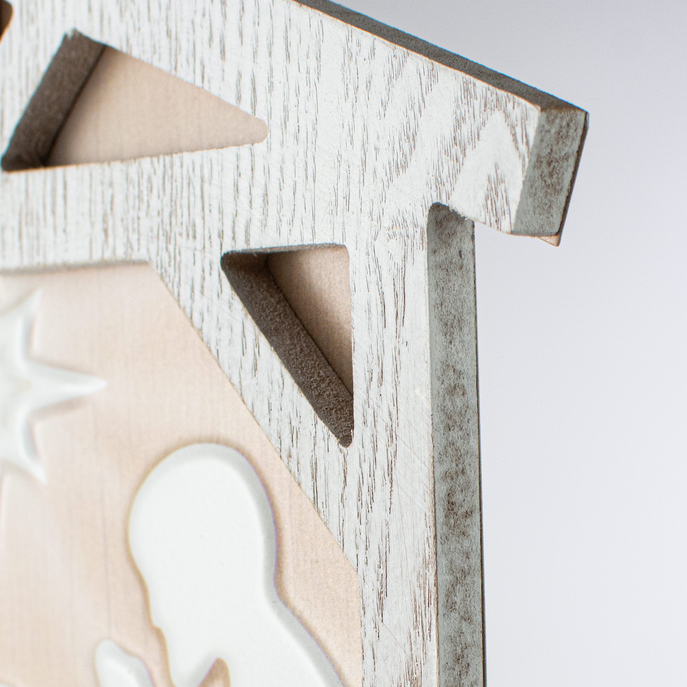 10" Metal & Wood Nativity Sign: White detail photo 3