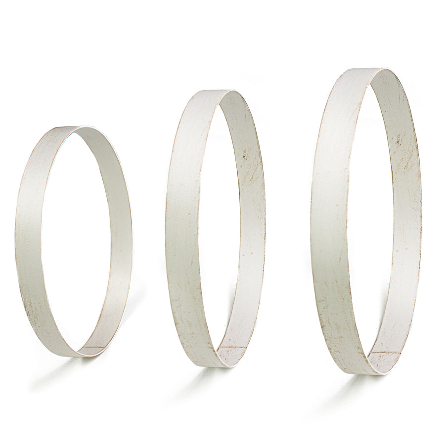 9.75-12" Metal Wreath Ring: Antique White (Set of 3) Item Number: MD0684K6