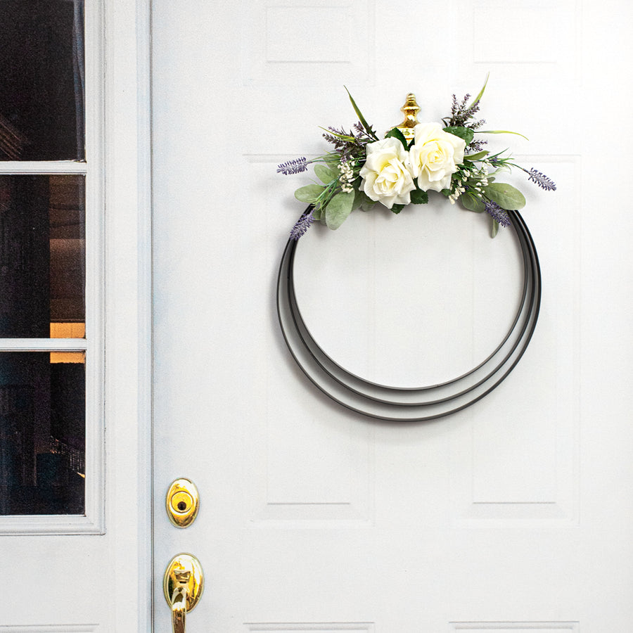 15.75-17.75" Metal Wreath Ring: Matte Black (Set of 3) detail photo 5