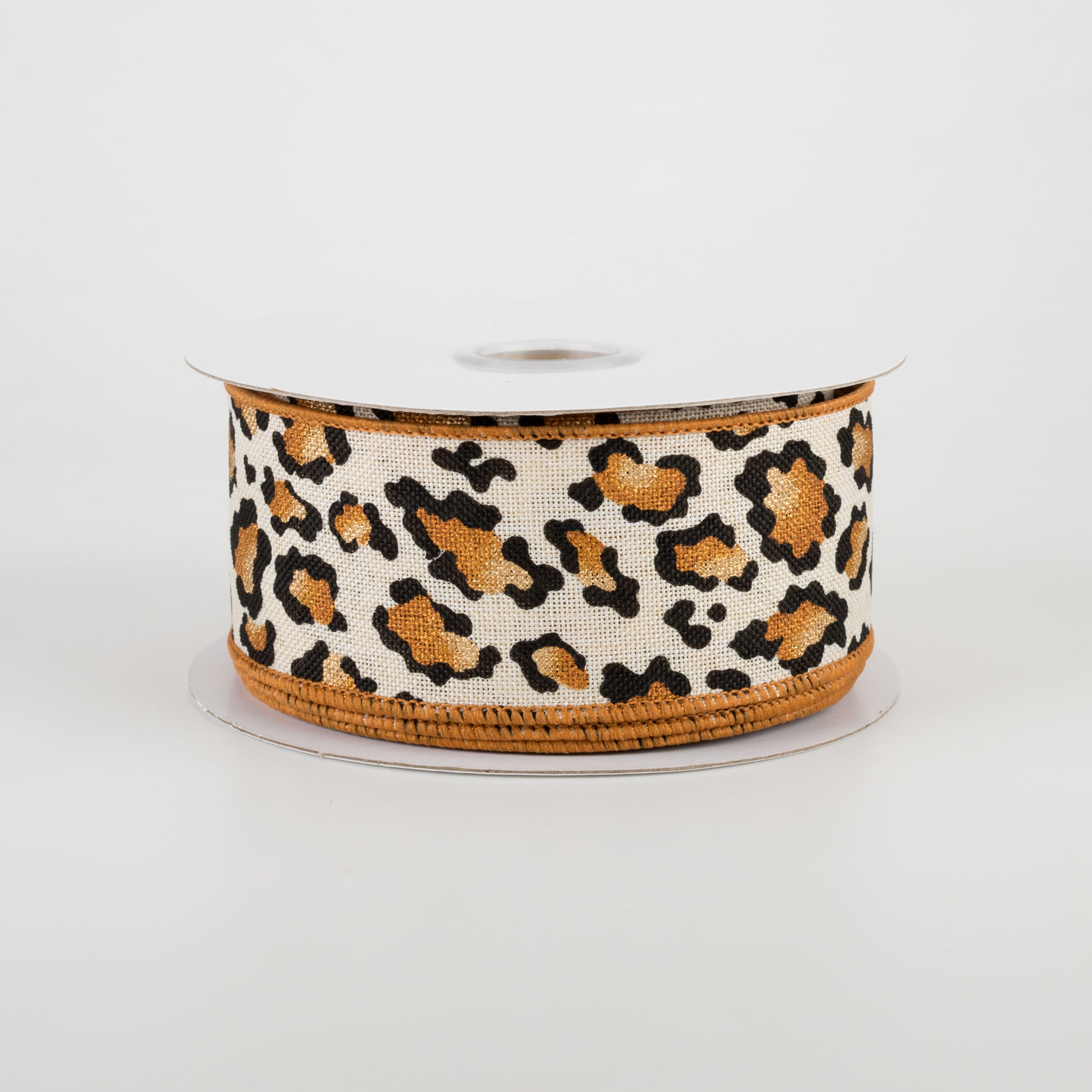 1.5" Metallic Animal Print Ribbon: Cream (10 Yards)