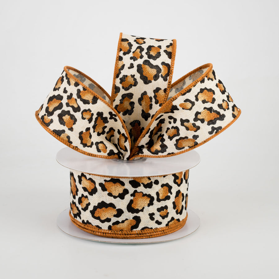 1.5" Metallic Animal Print Ribbon: Cream (10 Yards) Lifestyle Photo