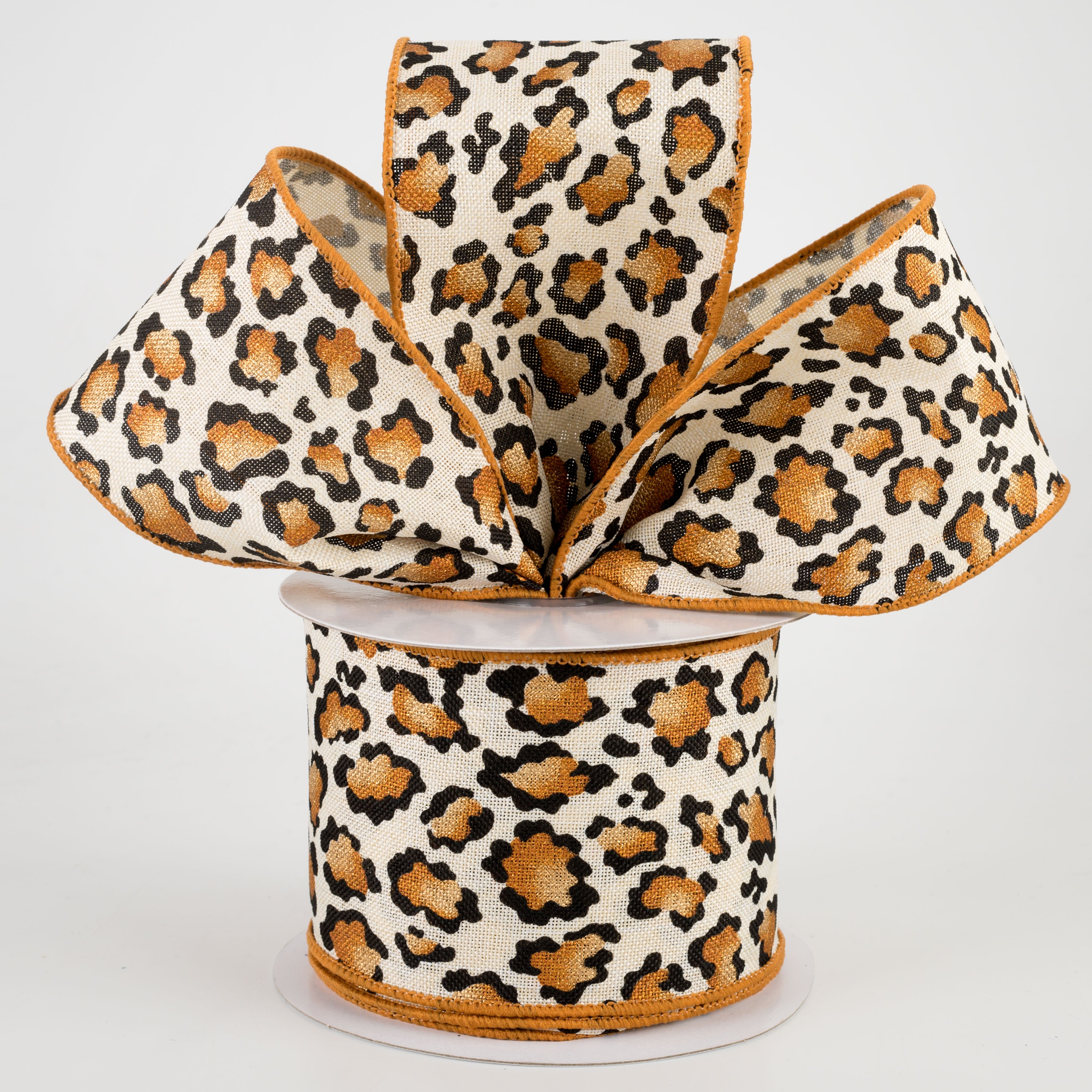 2.5" Metallic Animal Print Ribbon: Cream (10 Yards) Lifestyle Photo