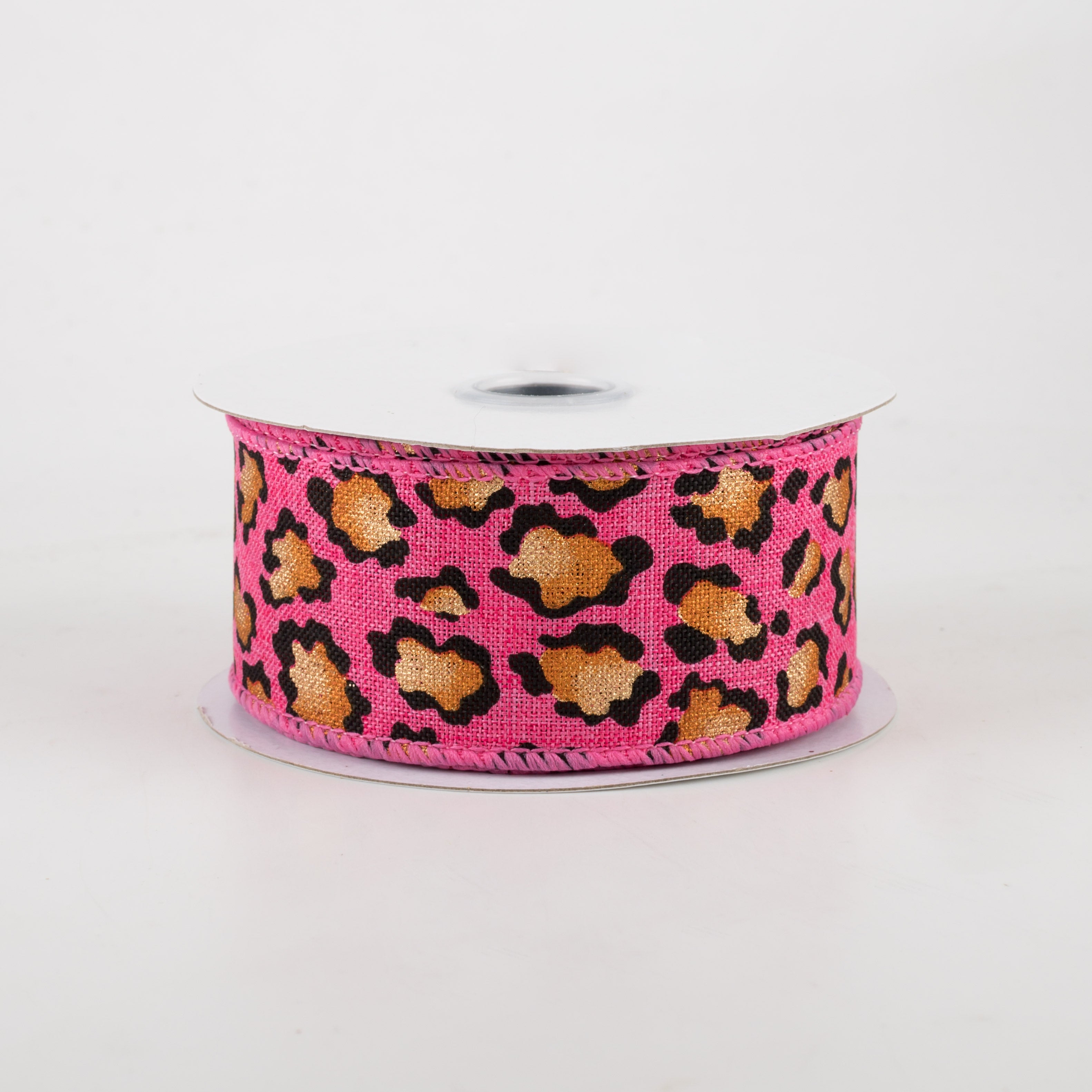 1.5" Metallic Animal Print Ribbon: Hot Pink (10 Yards)