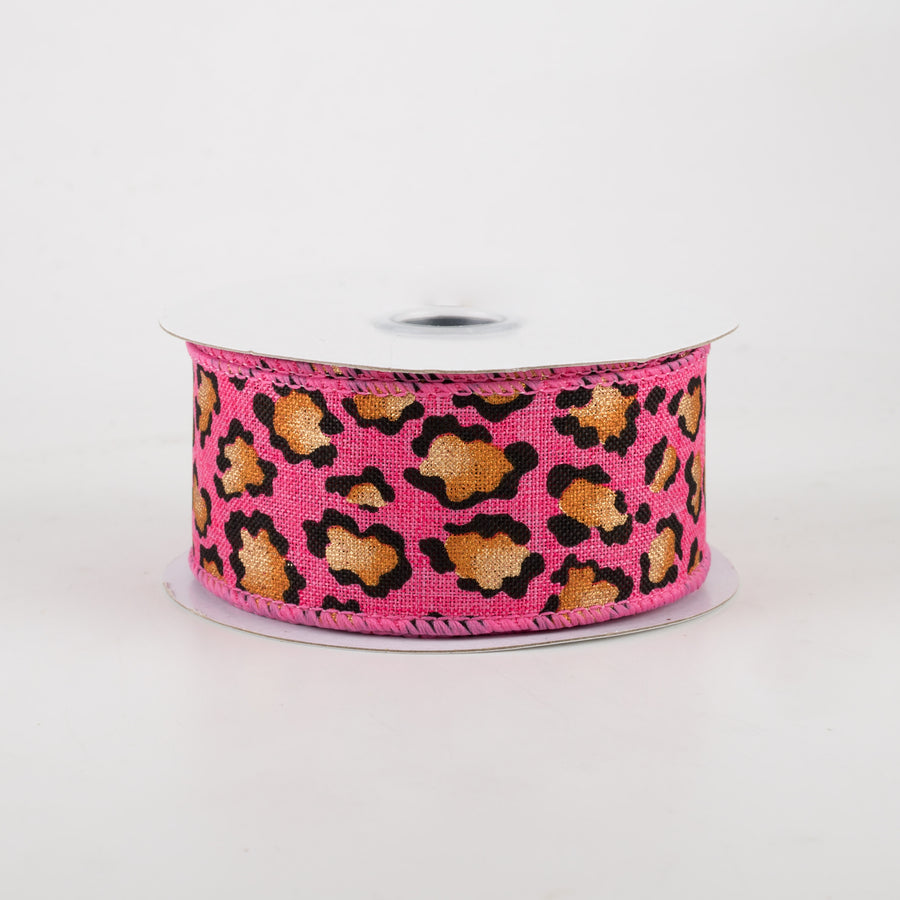 1.5" Metallic Animal Print Ribbon: Hot Pink (10 Yards)