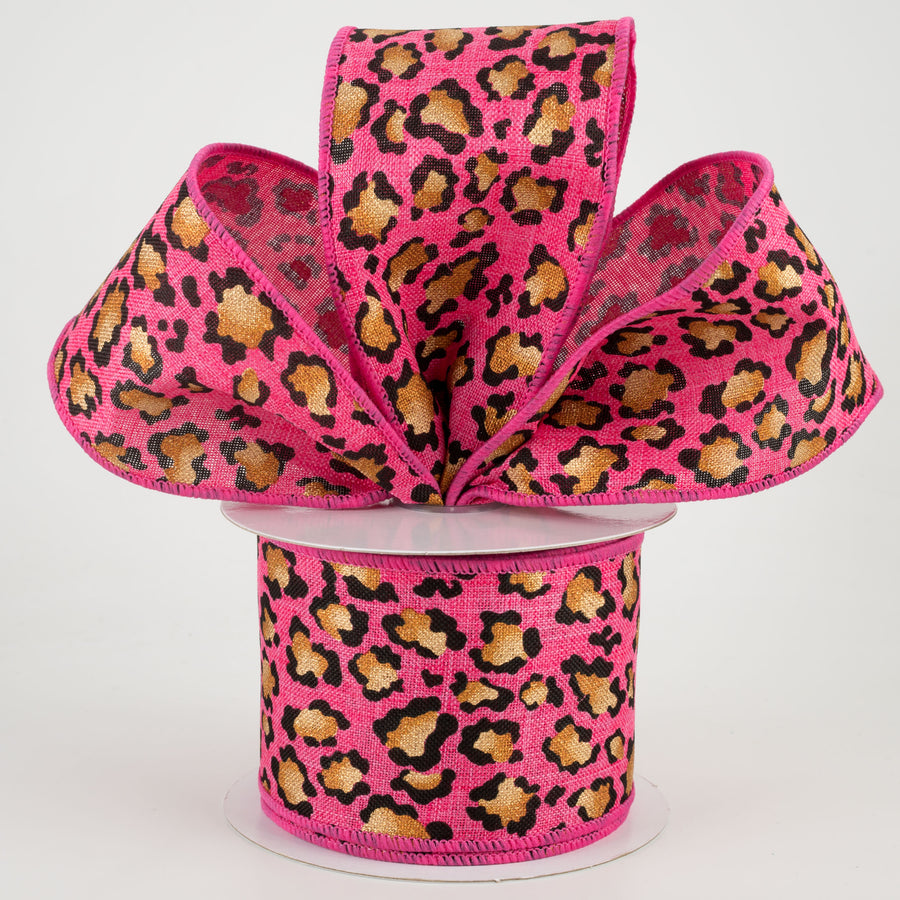 2.5" Metallic Animal Print Ribbon: Hot Pink (10 Yards) Lifestyle Photo