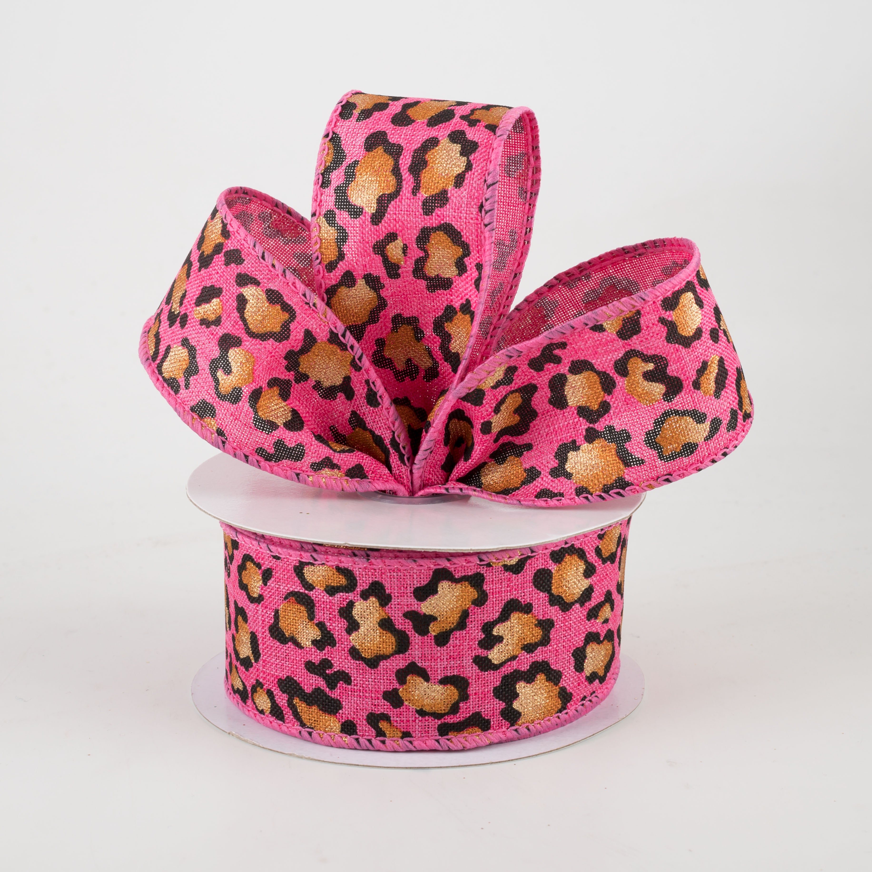 1.5" Metallic Animal Print Ribbon: Hot Pink (10 Yards) Lifestyle Photo