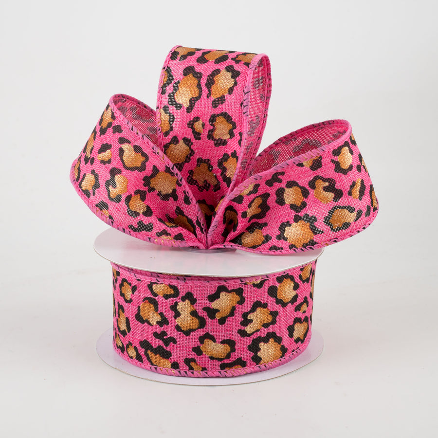 1.5" Metallic Animal Print Ribbon: Hot Pink (10 Yards) Lifestyle Photo