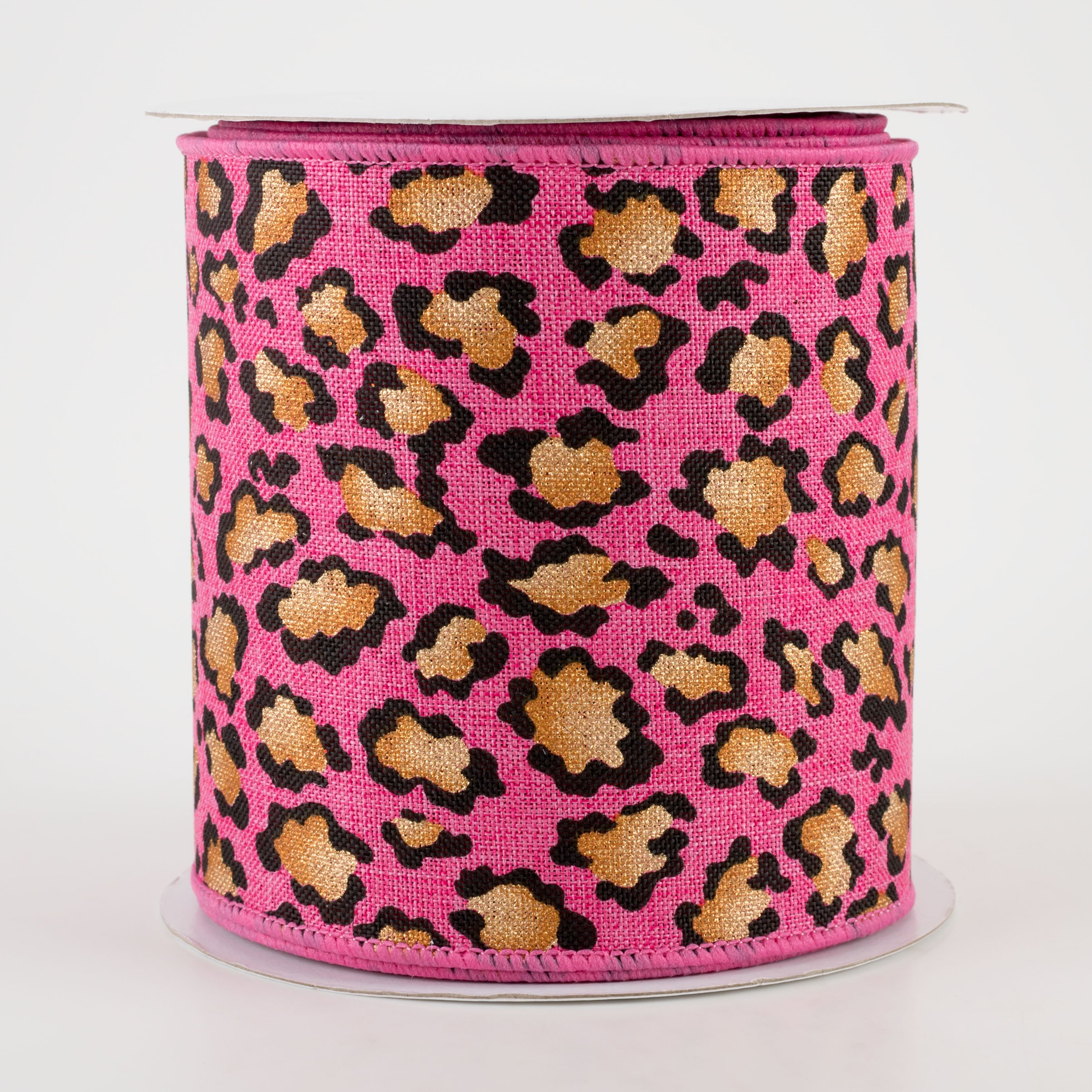 4" Metallic Animal Print Ribbon: Hot Pink (10 Yards)