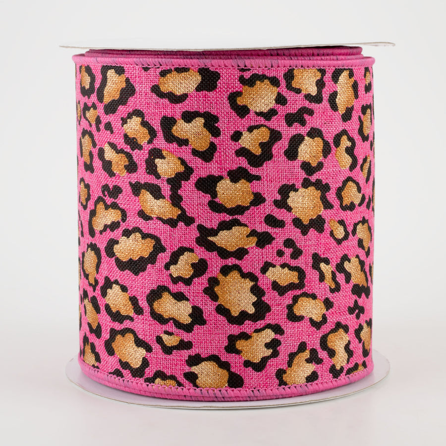 4" Metallic Animal Print Ribbon: Hot Pink (10 Yards)