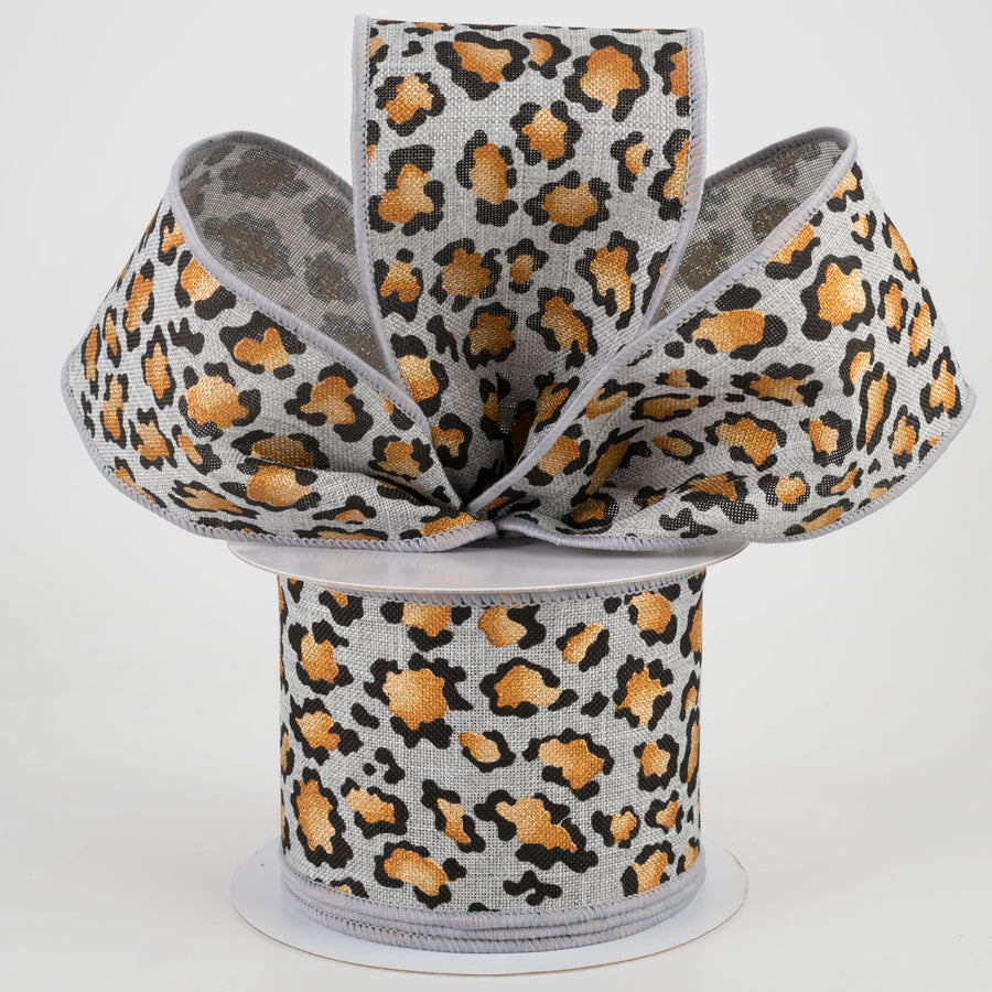 2.5" Metallic Animal Print Ribbon: Light Grey (10 Yards) Lifestyle Photo