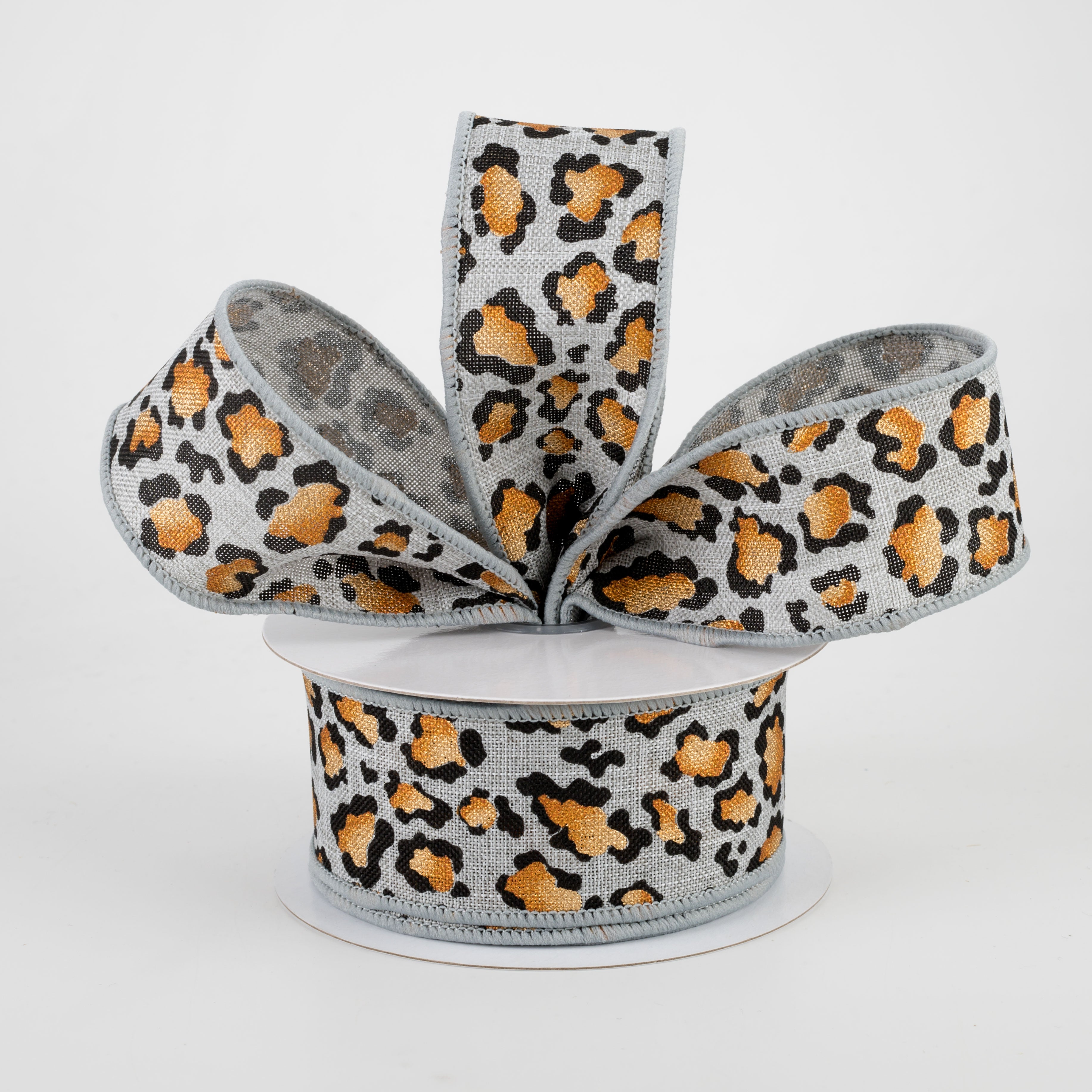 1.5" Metallic Animal Print Ribbon: Light Grey (10 Yards) Lifestyle Photo