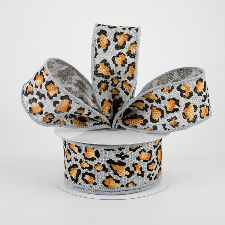 1.5" Metallic Animal Print Ribbon: Light Grey (10 Yards) Lifestyle Photo