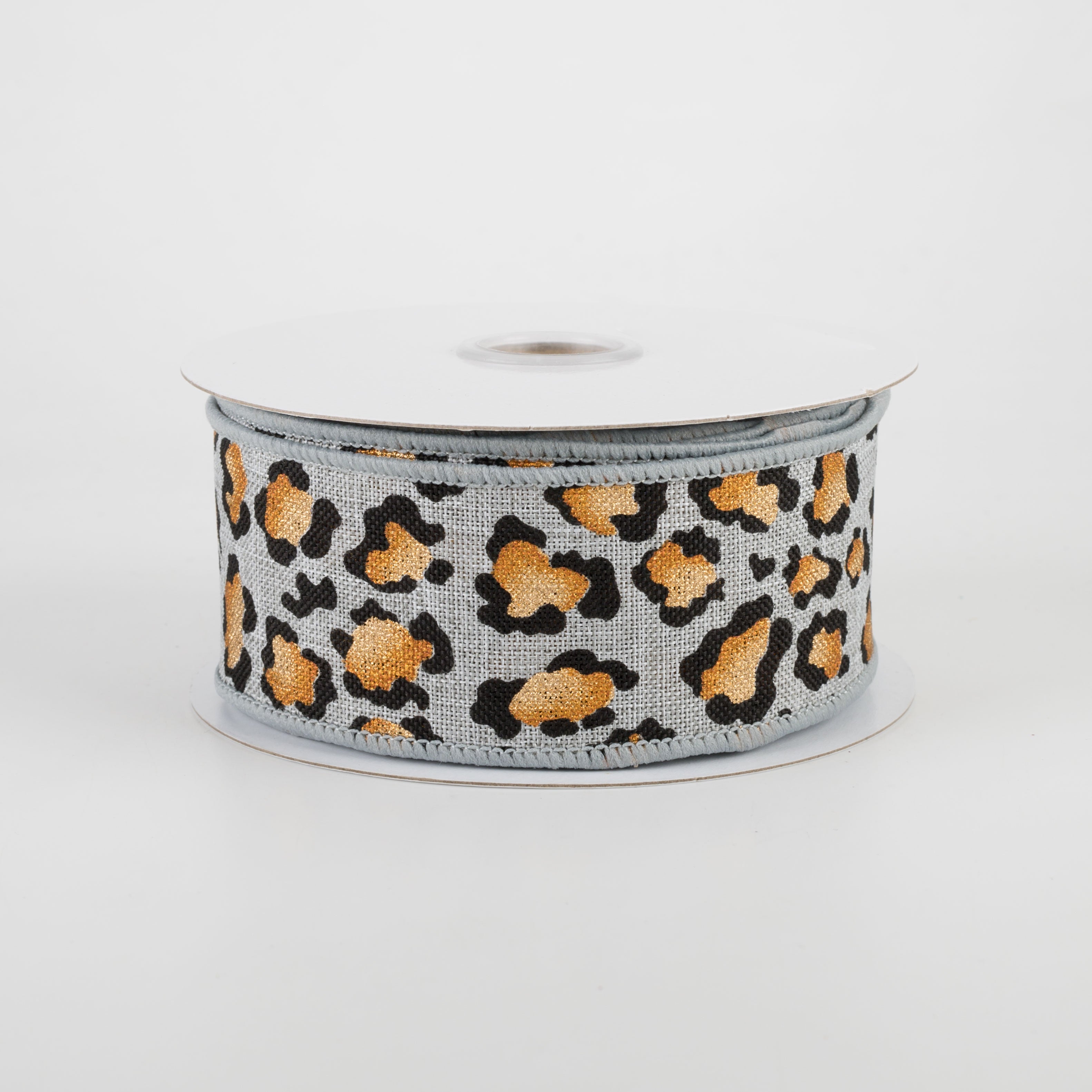 1.5" Metallic Animal Print Ribbon: Light Grey (10 Yards)