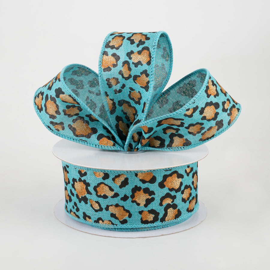 1.5" Metallic Animal Print Ribbon: Light Teal (10 Yards) Lifestyle Photo