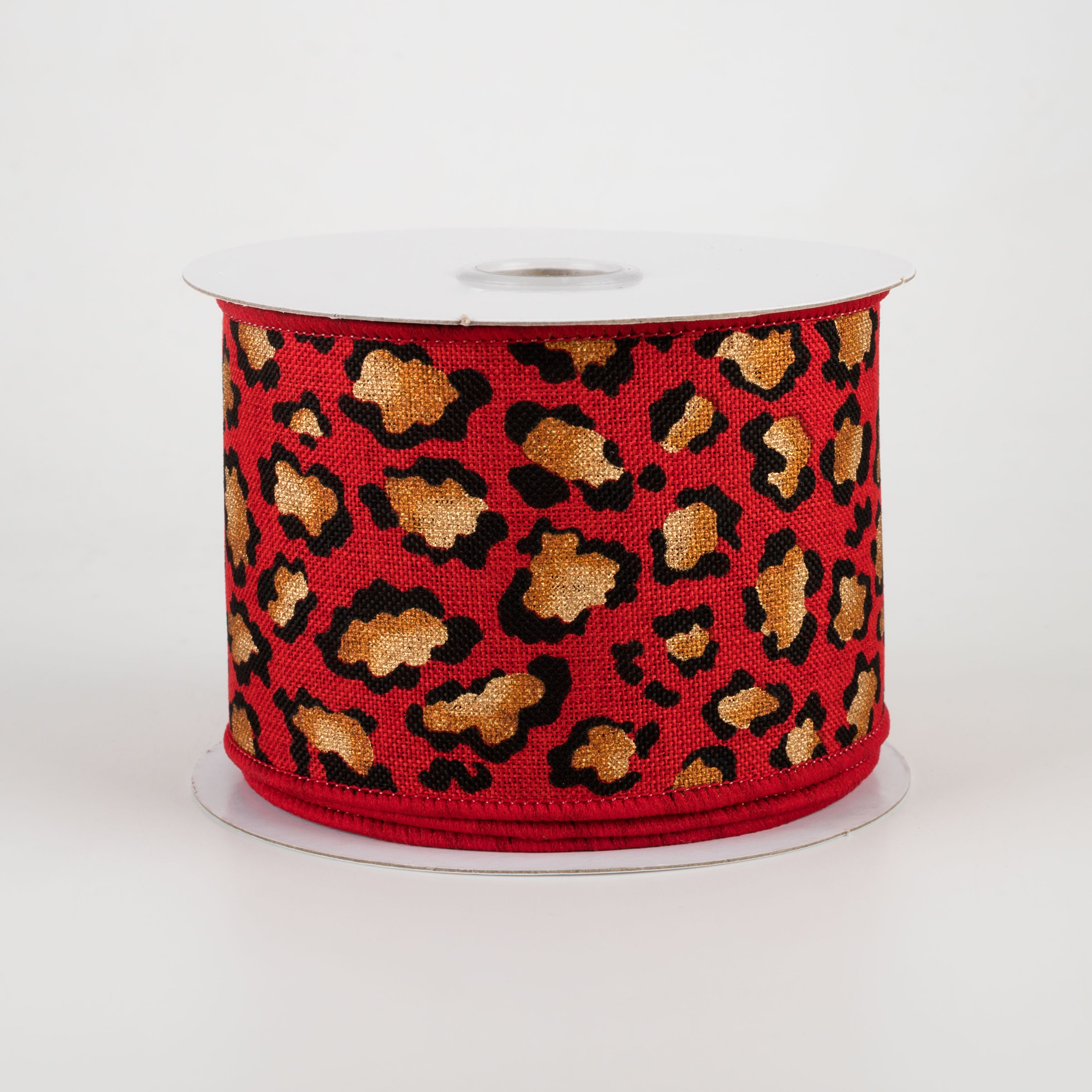 2.5" Metallic Animal Print Ribbon: Red (10 Yards)