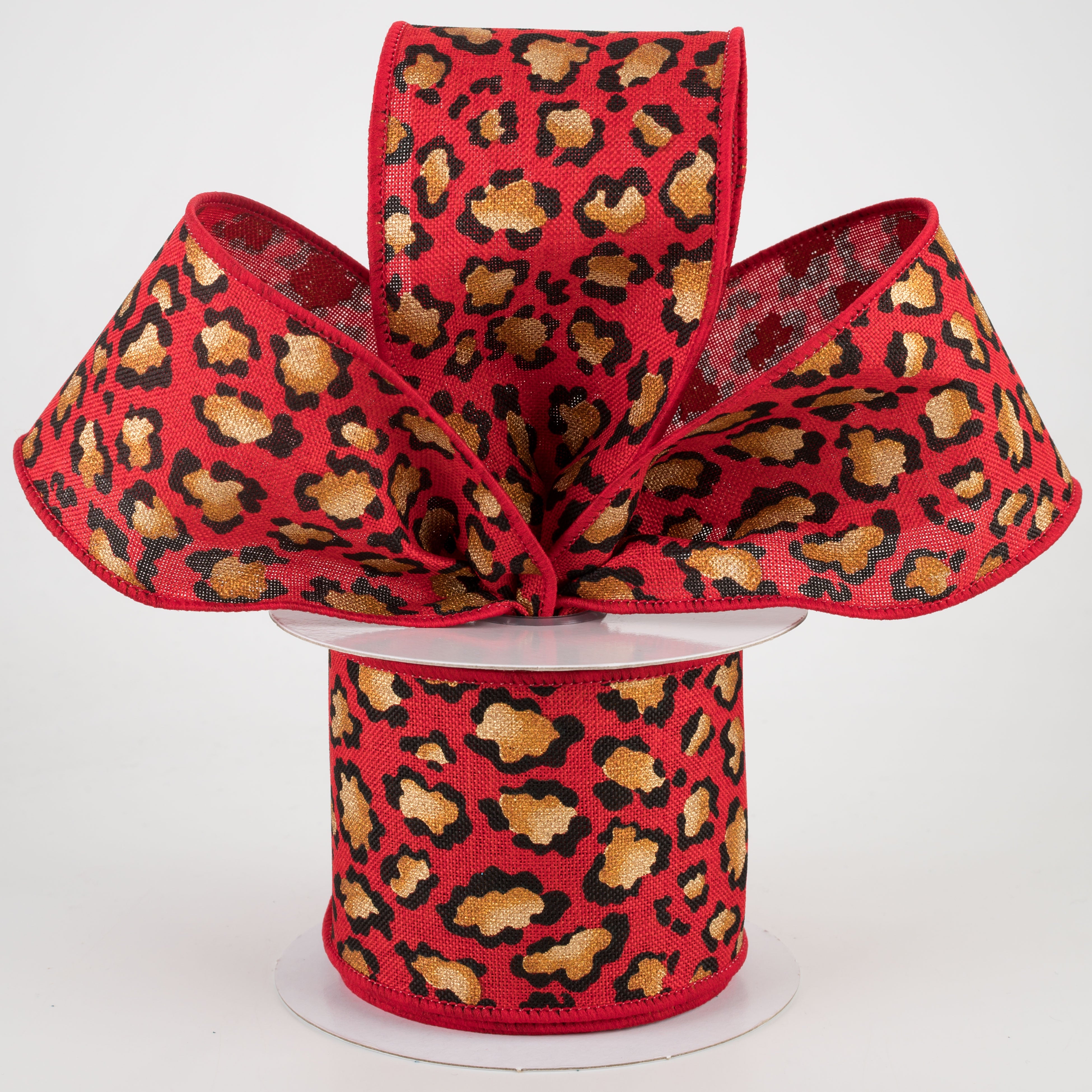 2.5" Metallic Animal Print Ribbon: Red (10 Yards) Lifestyle Photo