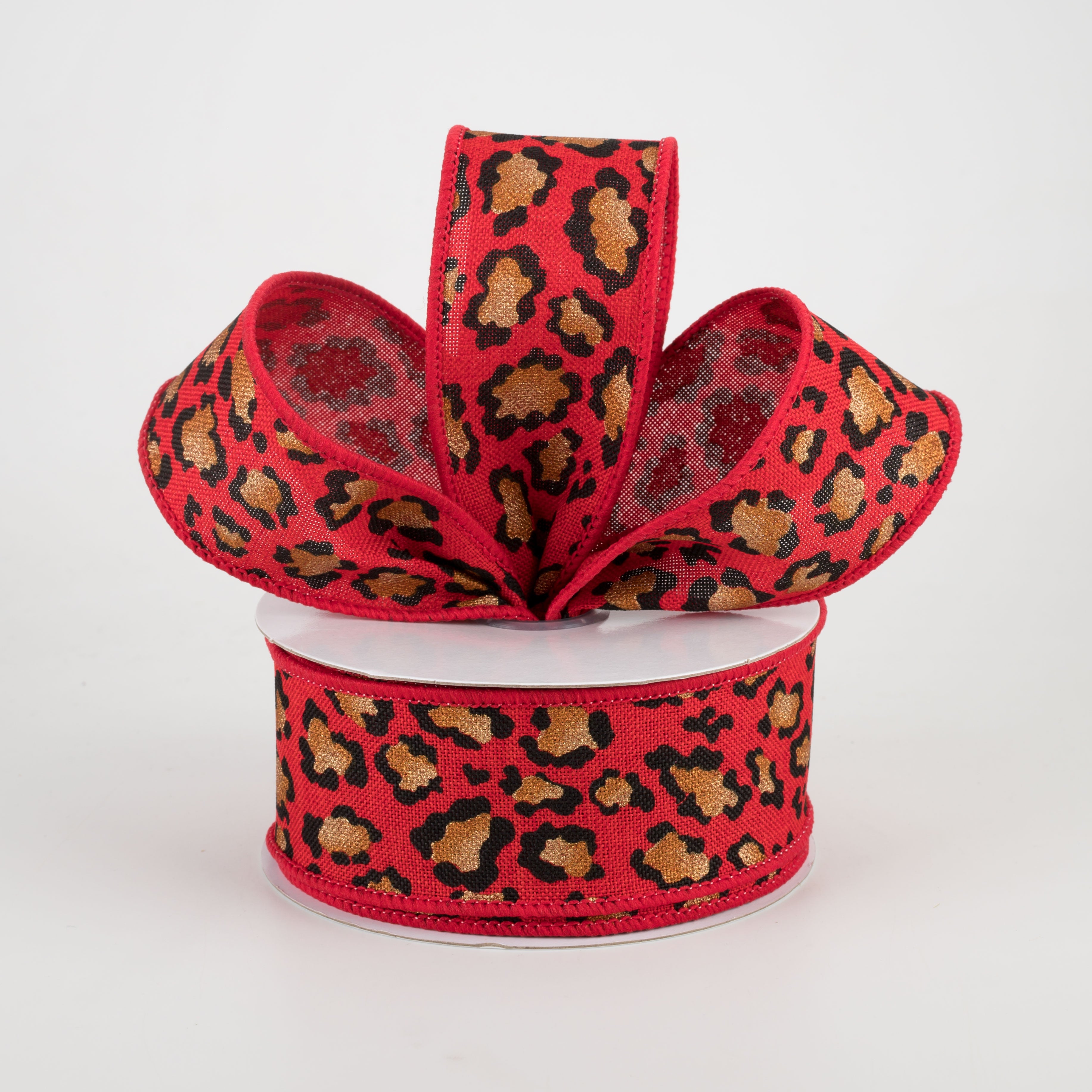 1.5" Metallic Animal Print Ribbon: Red (10 Yards) Lifestyle Photo