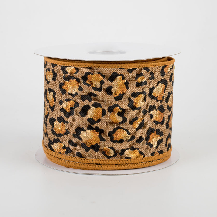 2.5" Metallic Animal Print Ribbon: Tan (10 Yards)