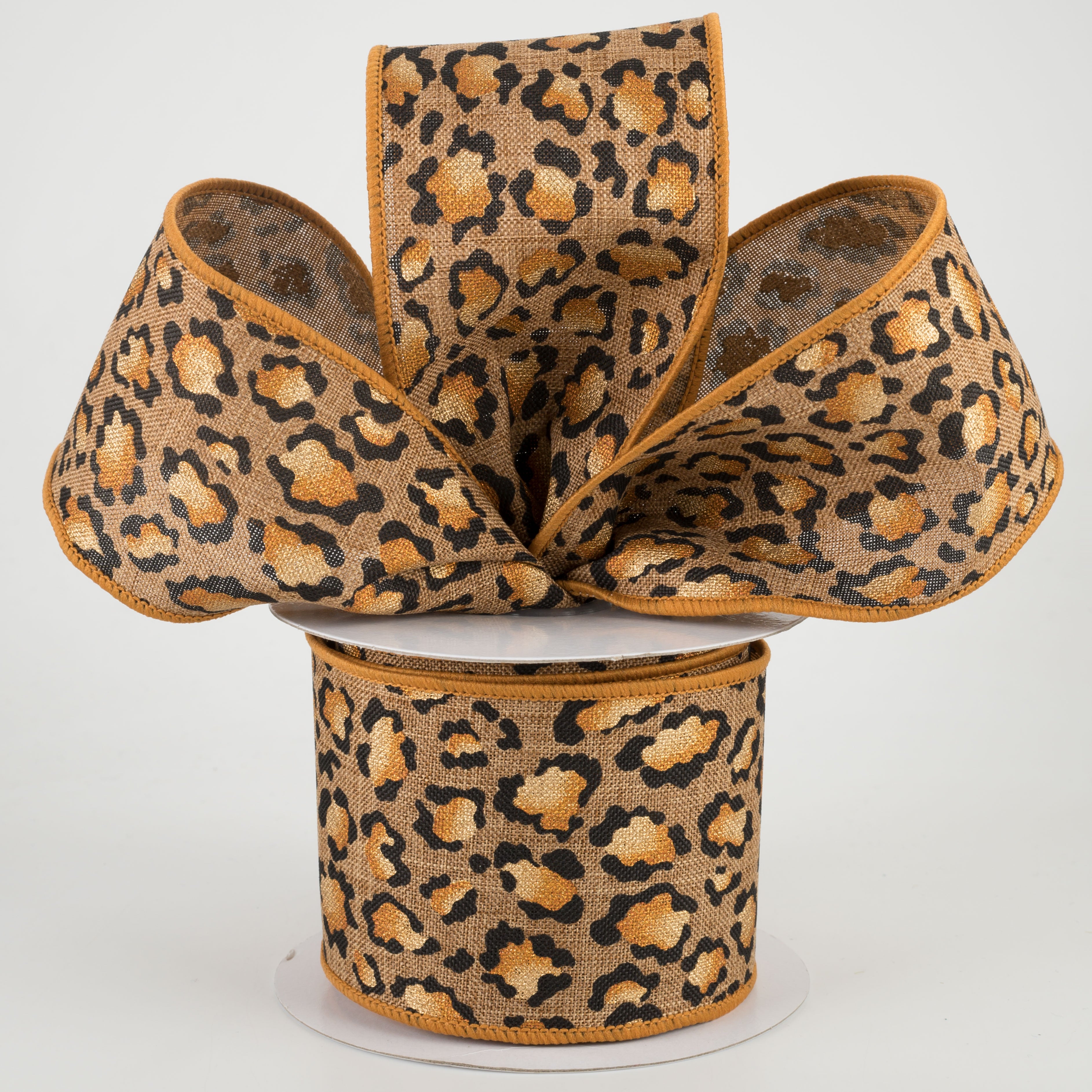 2.5" Metallic Animal Print Ribbon: Tan (10 Yards) Lifestyle Photo