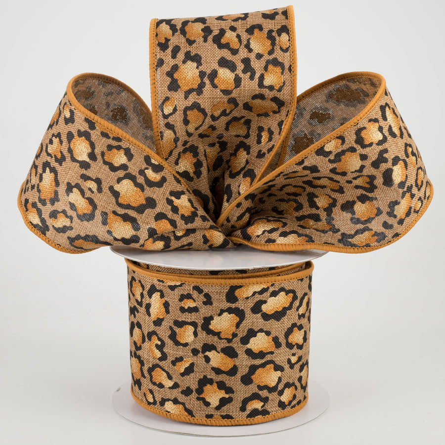 2.5" Metallic Animal Print Ribbon: Tan (10 Yards) Lifestyle Photo