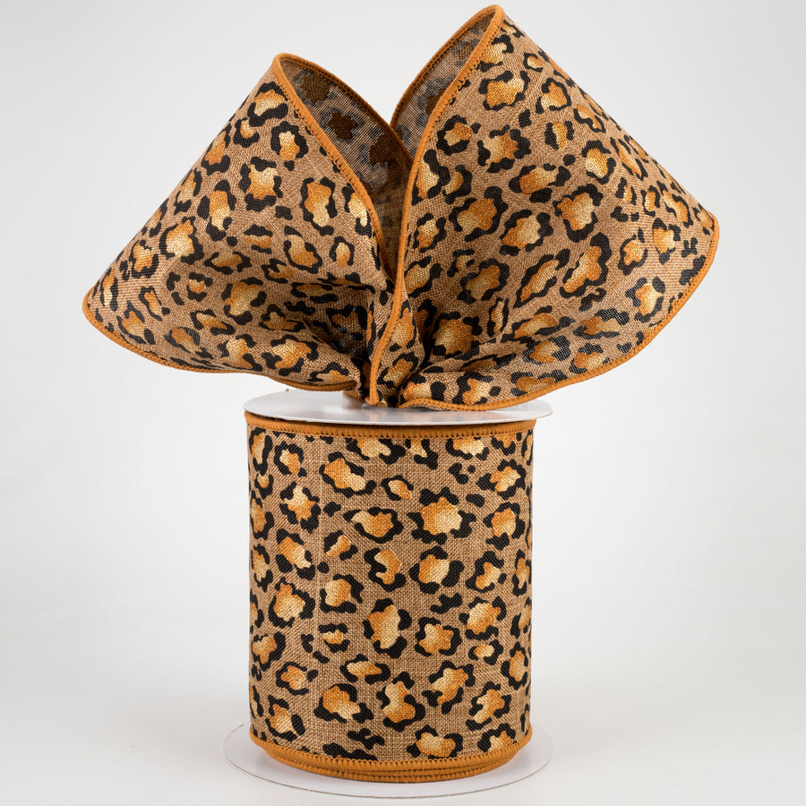 4" Metallic Animal Print Ribbon: Tan (10 Yards) Lifestyle Photo