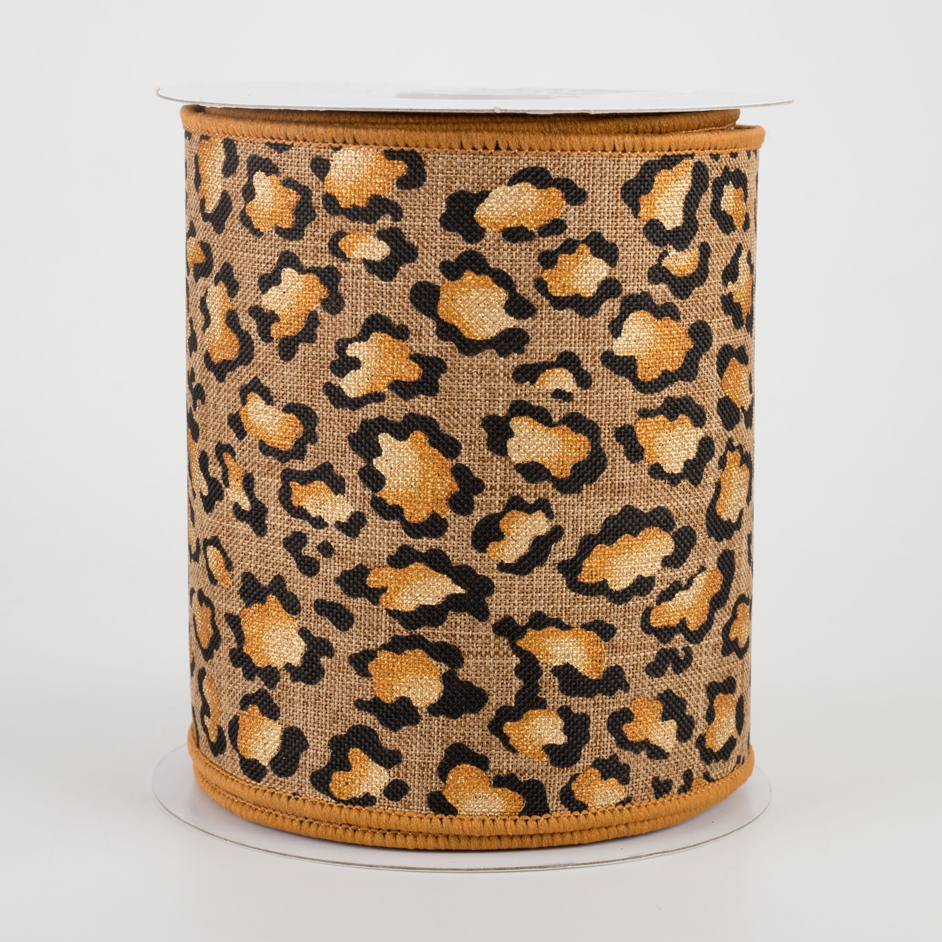 4" Metallic Animal Print Ribbon: Tan (10 Yards)