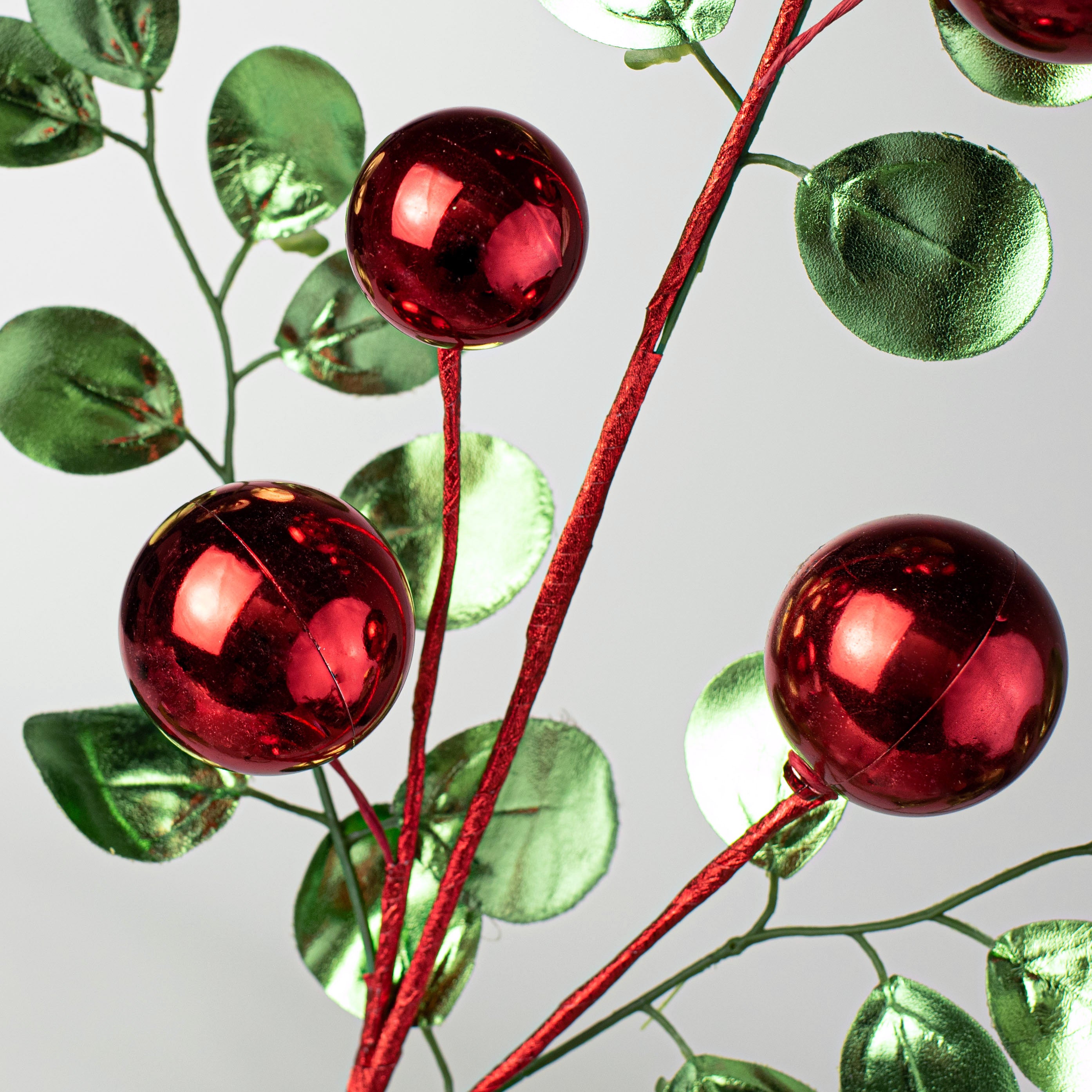 26" Metallic Ball Ornament & Eucalyptus Spray Lifestyle Photo