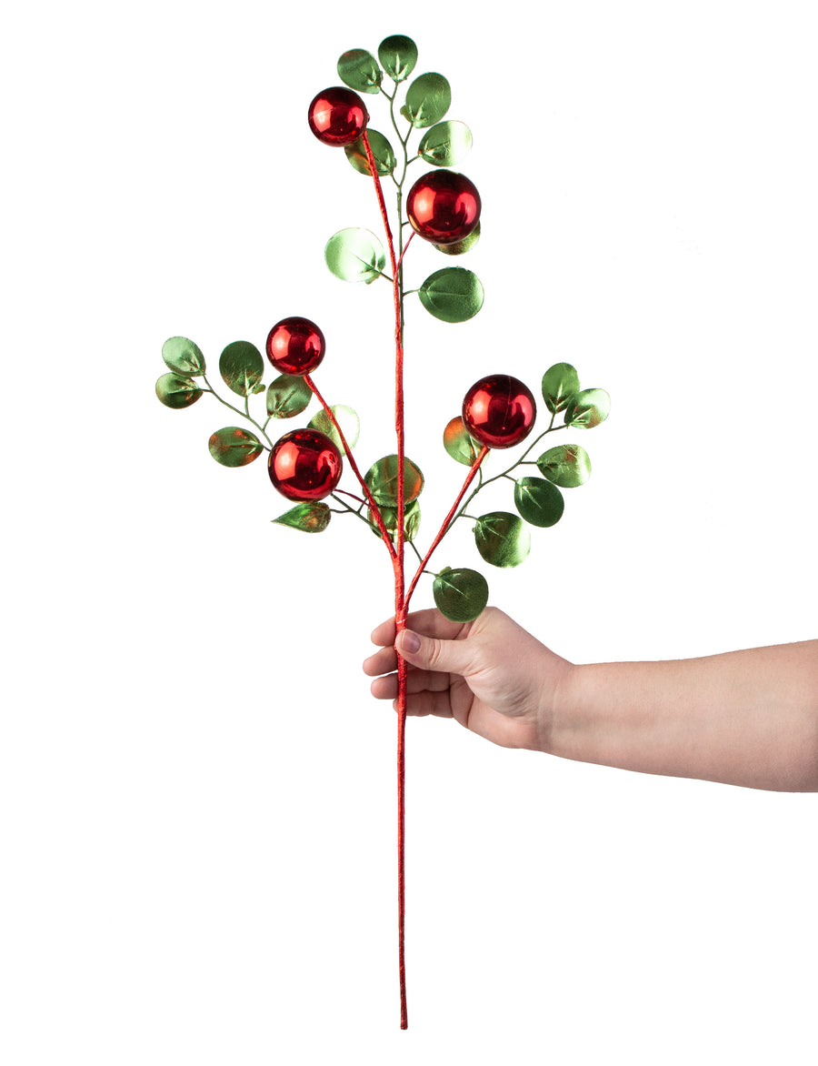 26" Metallic Ball Ornament & Eucalyptus Spray detail photo 3