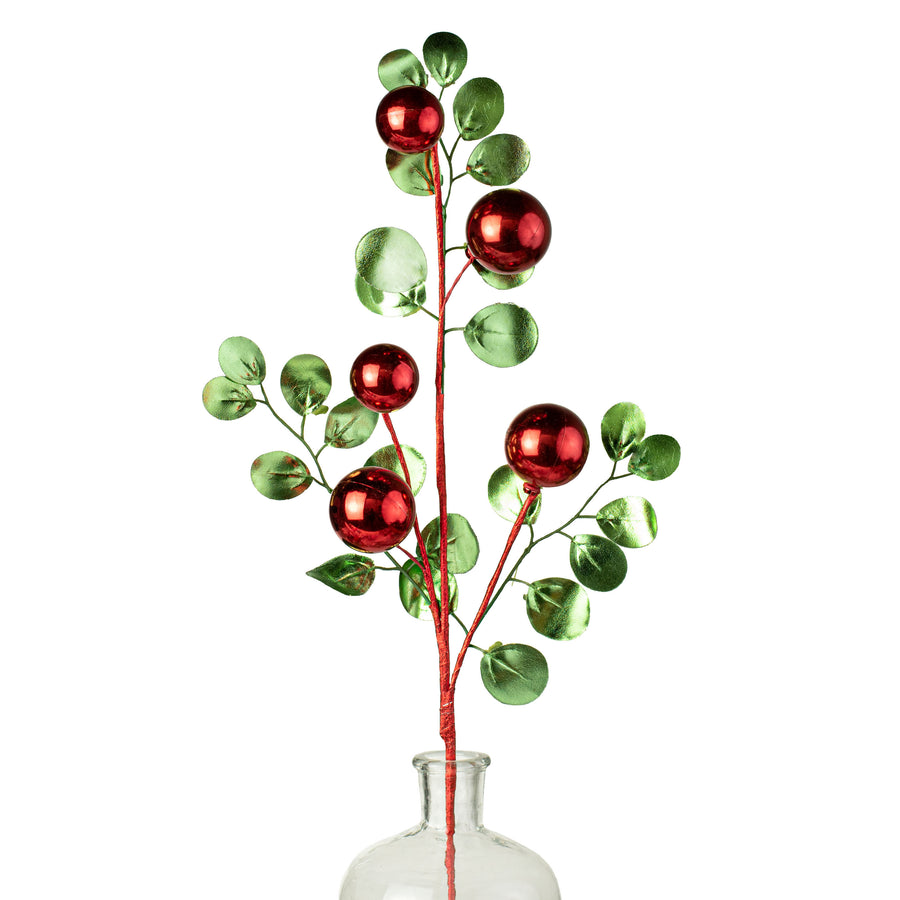 26" Metallic Ball Ornament & Eucalyptus Spray Item Number: 85208RDGN