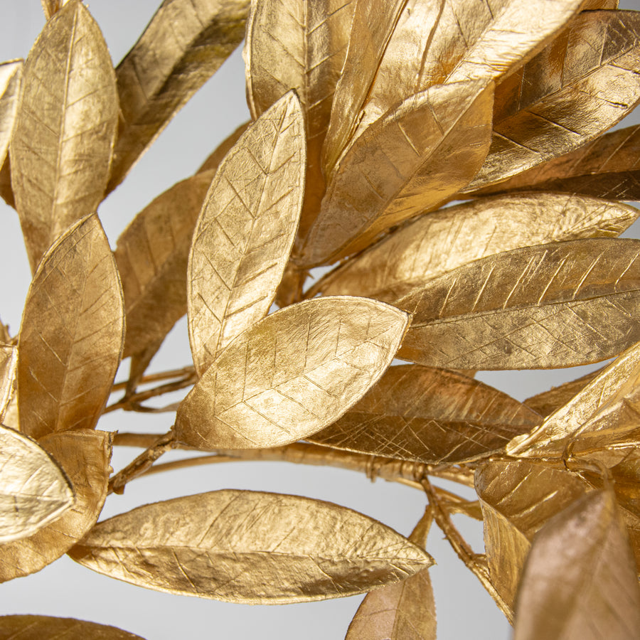 24" Metallic Bay Leaf Wreath: Gold detail photo 3